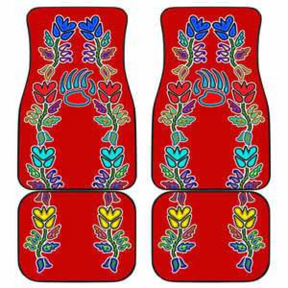 4 Generations Floral With Bearpaw Red Car Floor Mats - All Weather Protection for SUVs, Trucks & Sedans - Perfect for Road Trips, Daily Commute & Outdoor Adventures
