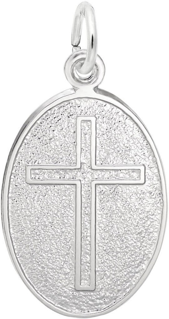Rembrandt Cross Oval Charm Pendant Necklace - Elegant Religious Jewelry for Women, Gift for Baptism, First Communion & Confirmation