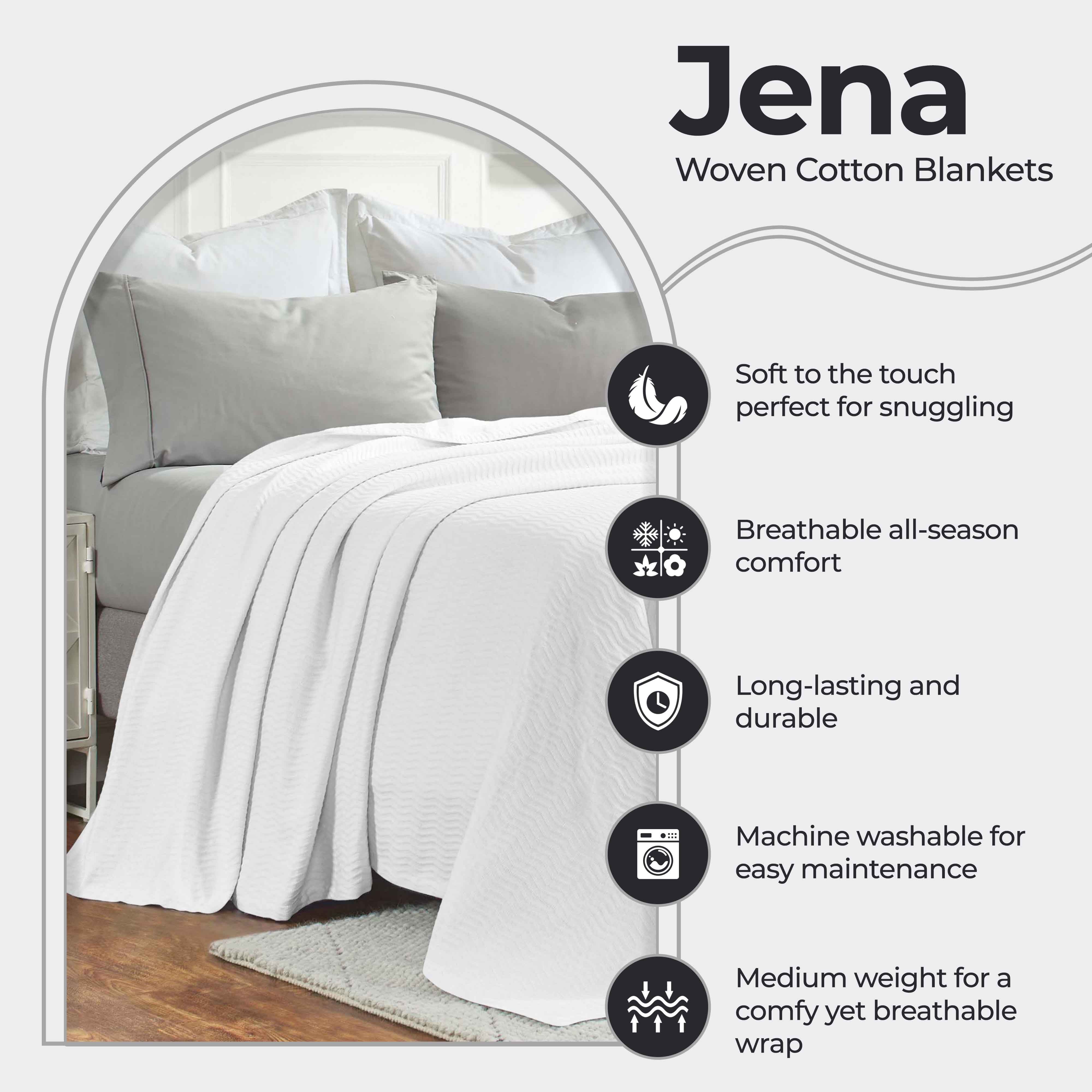 Jena Cotton Textured Chevron Lightweight Woven Blanket - Soft & Breathable Throw for Sofa, Bed & Outdoor Use - Cozy Home Decor & Picnic Essential