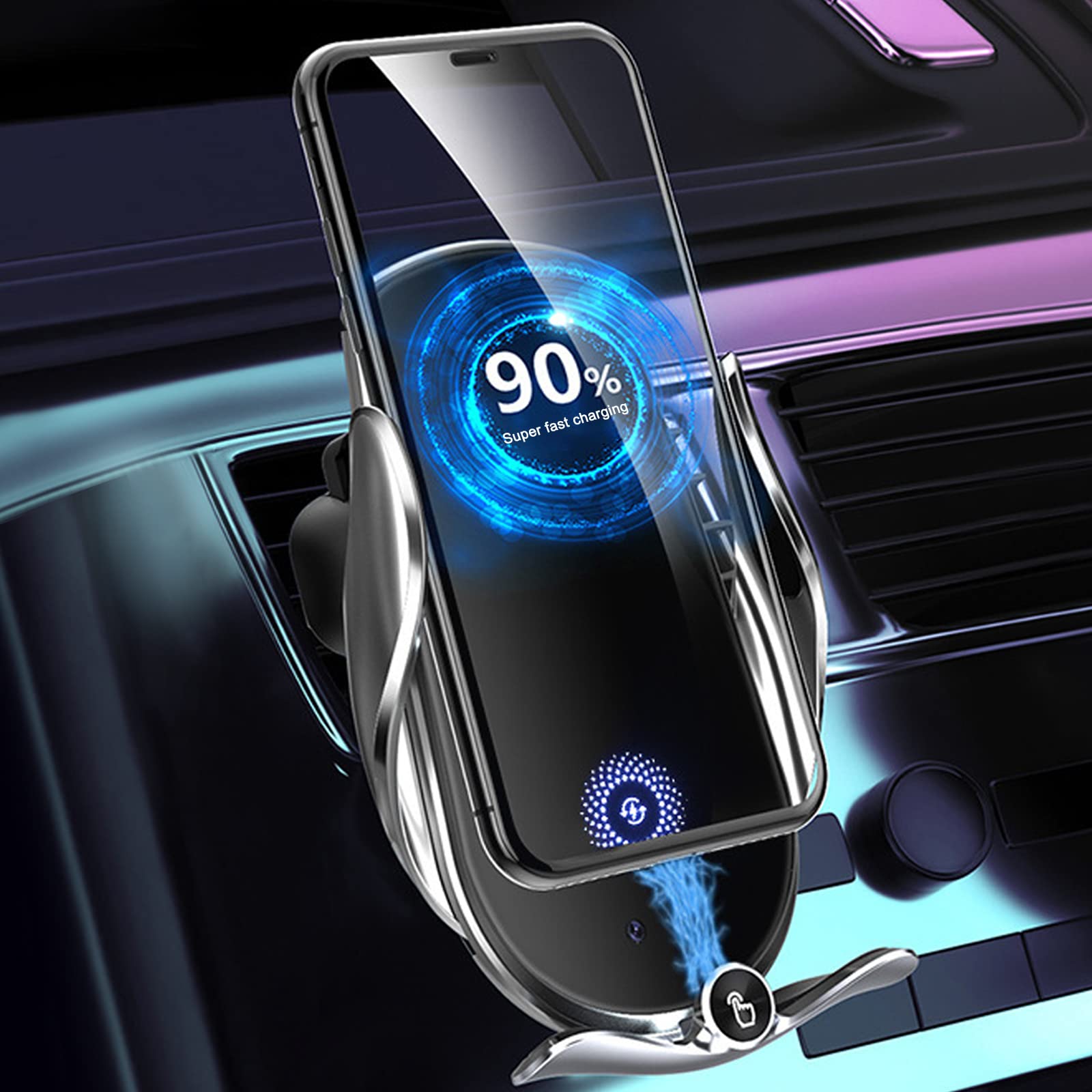 Premium Wireless Car Charger & Phone Mount for Toyota RAV4 2019-2022 - Fast Qi Charging Holder for iPhone 15/14/13, Samsung Galaxy S23/S22 - Compatible with Adventure/Limited/TRD/XLE/XSE Models (Silver) - Perfect for Road Trips & Daily Commute