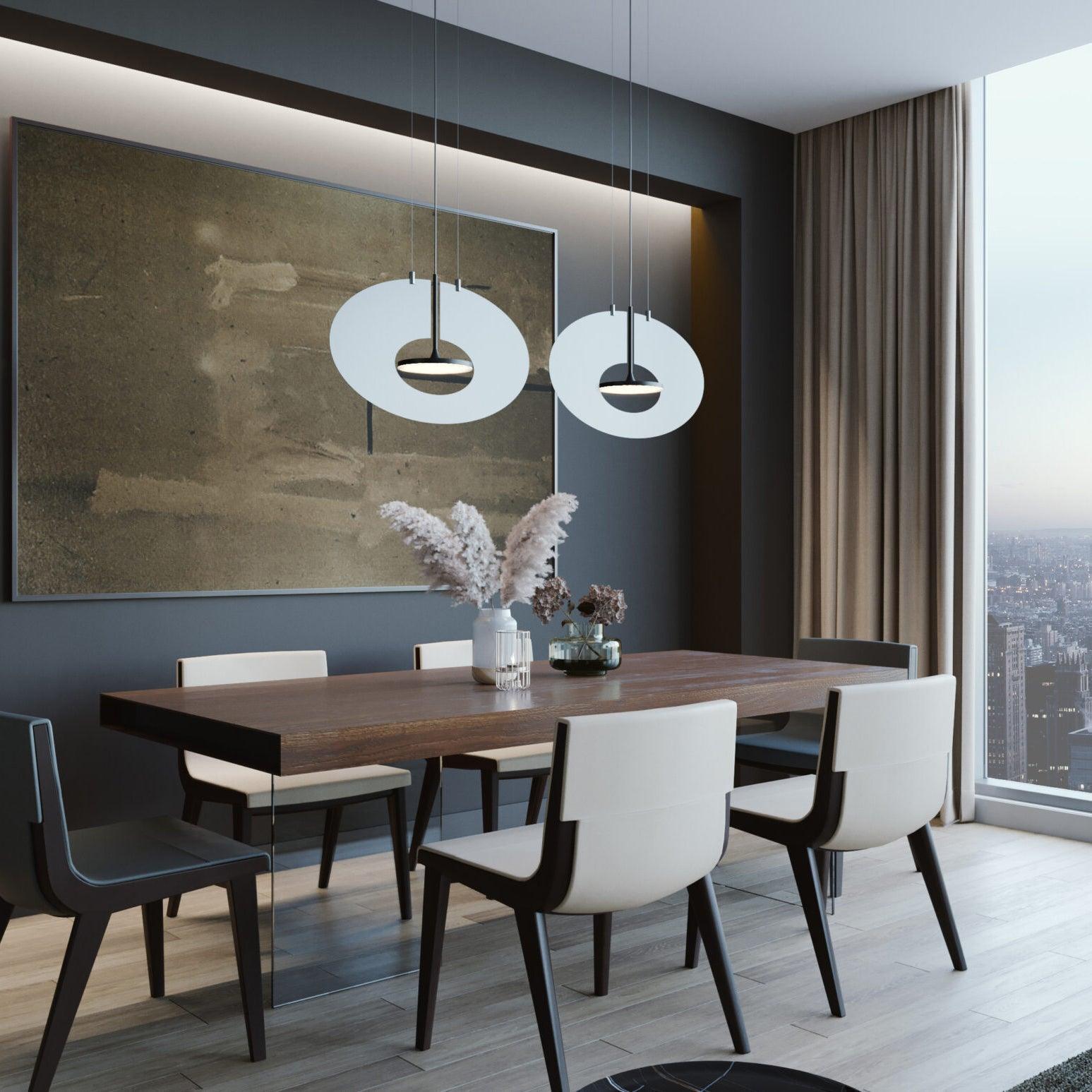 Modern Eye In The Sky Pendant Light - Adjustable Hanging Ceiling Lamp for Kitchen Island, Dining Room & Bedroom Decor - Industrial Style Lighting Fixture