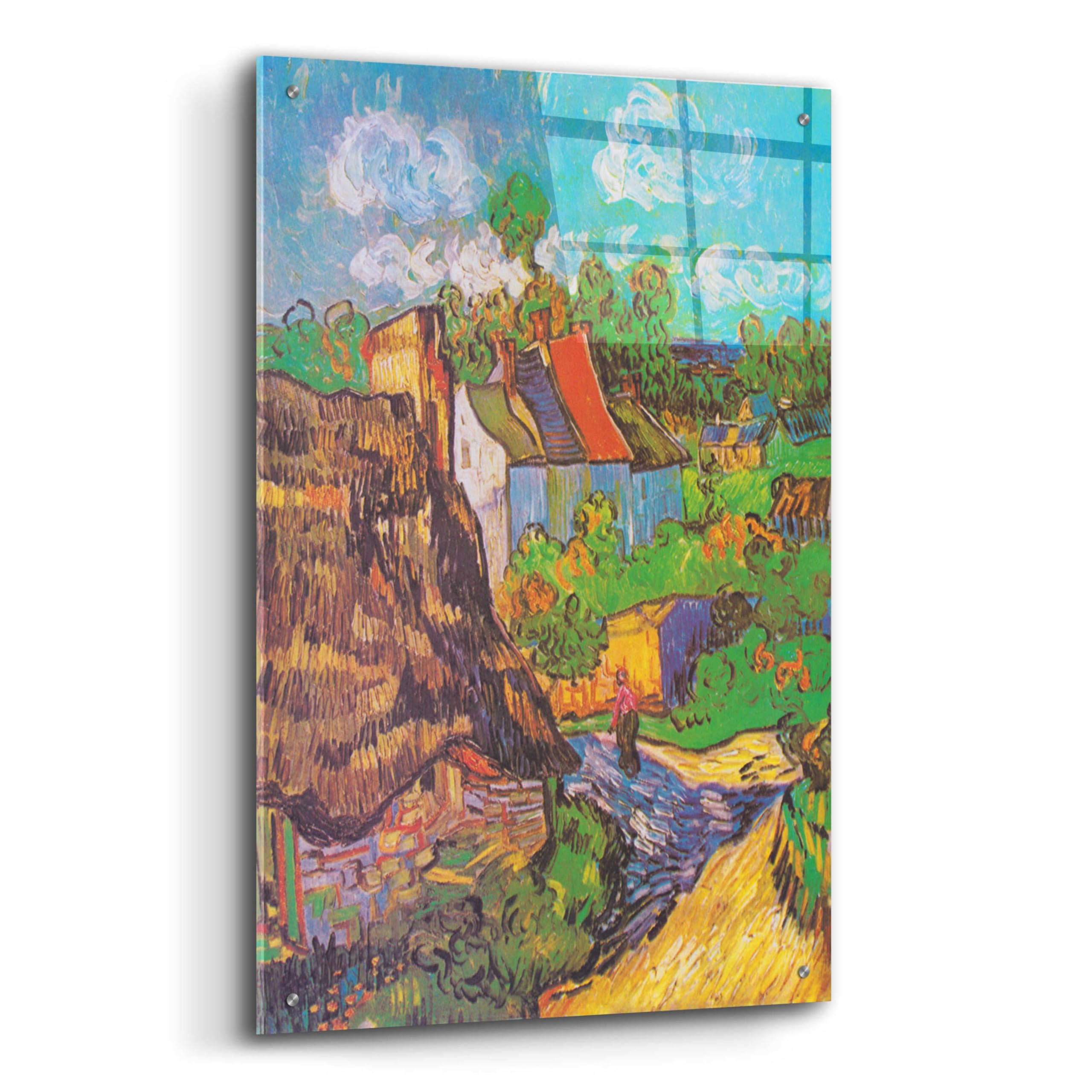 Vincent Van Gogh 'Houses At Auvers' Acrylic Glass Wall Art Print - 24x36 Inches - Modern Home & Office Decor - Perfect for Living Room, Bedroom or Gallery Display