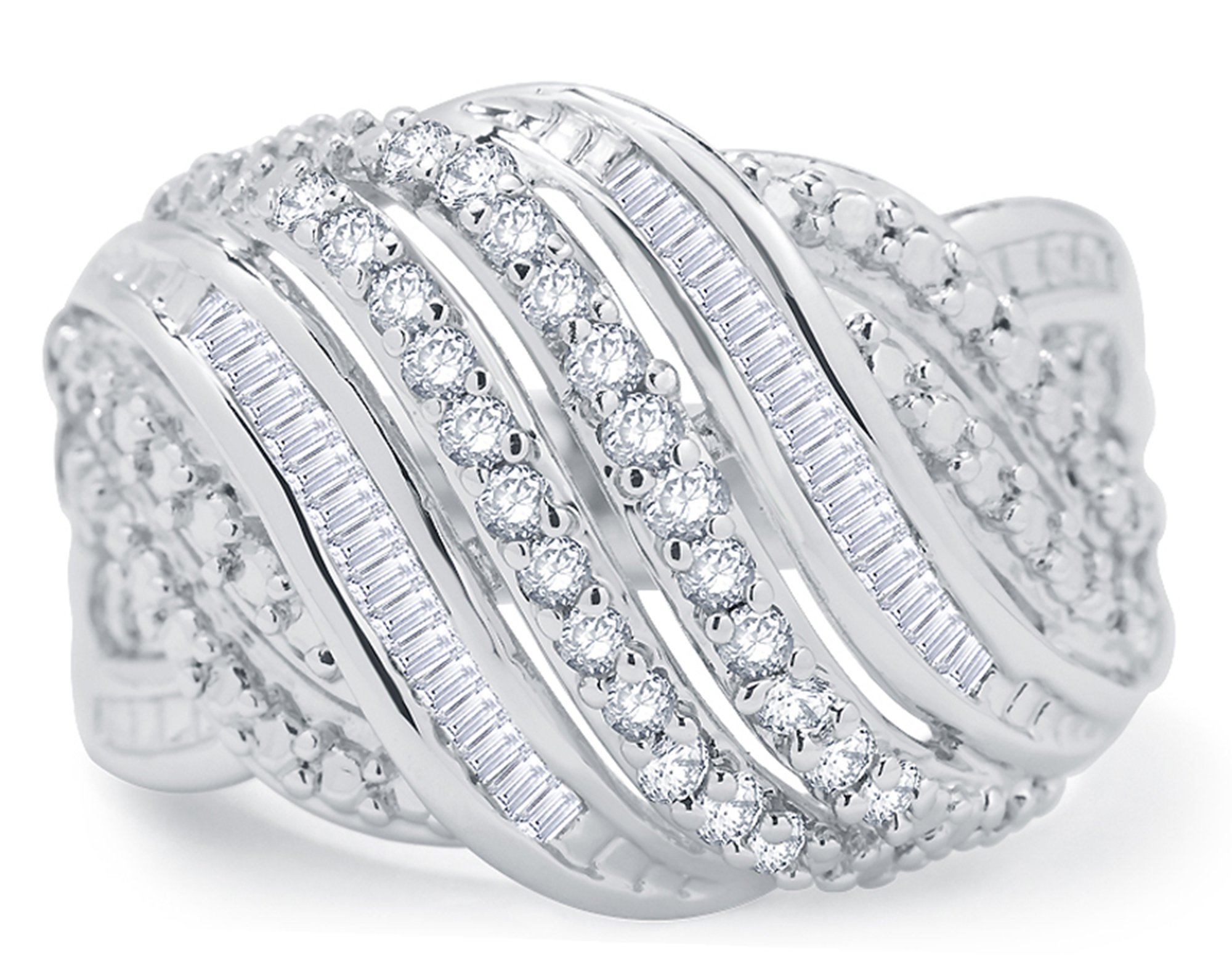 2.00 Carat Diamond Swirl 4-Piece Sterling Silver Jewelry Set for Women (Ring Size 7) - Perfect for Weddings, Anniversaries & Special Occasions