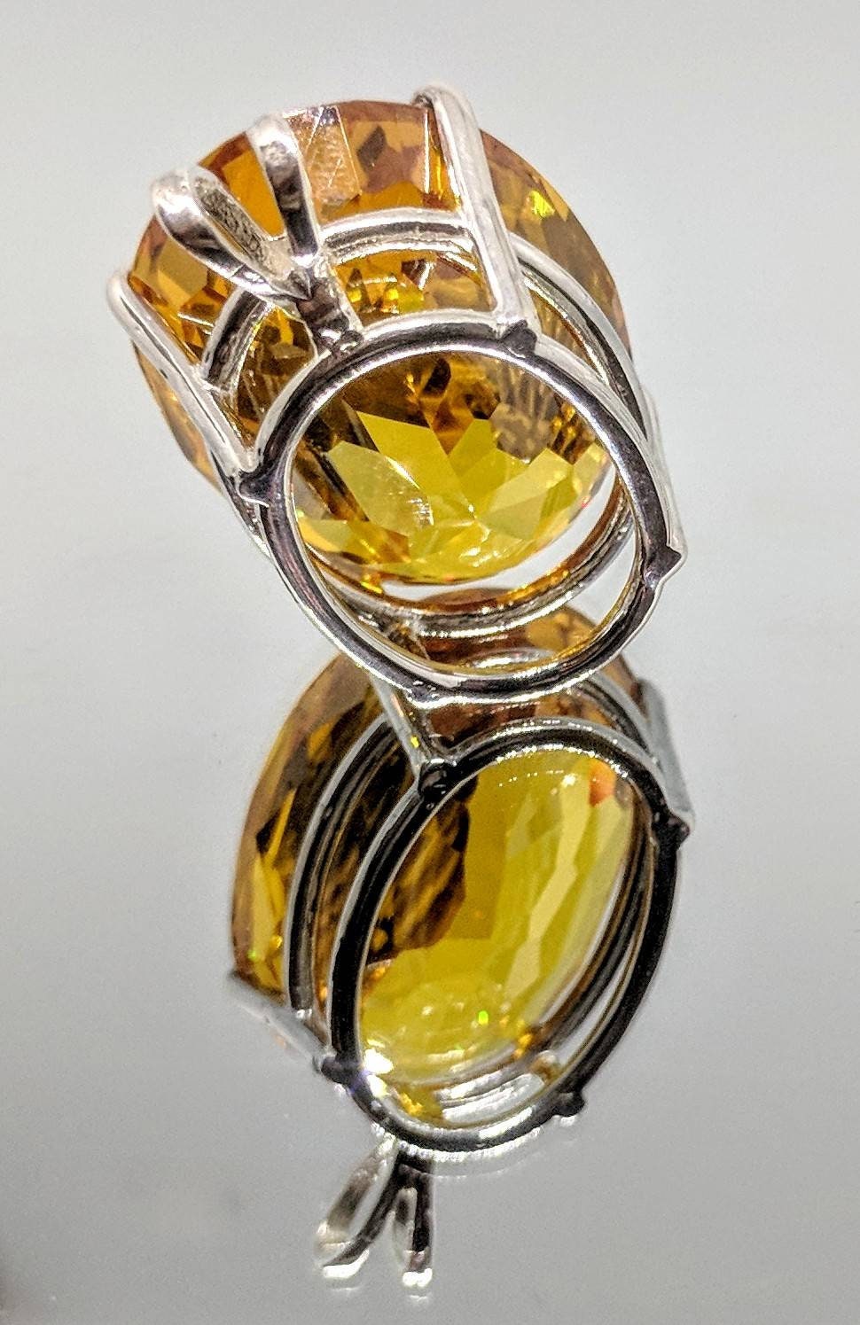 Natural Golden Citrine Pendant - Solid Sterling Silver or 14K White/Yellow/Rose Gold - Large Oval Solitaire VVS Eye-Clean Gemstone for Necklace Jewelry - Perfect for Weddings, Anniversaries & Special Occasions