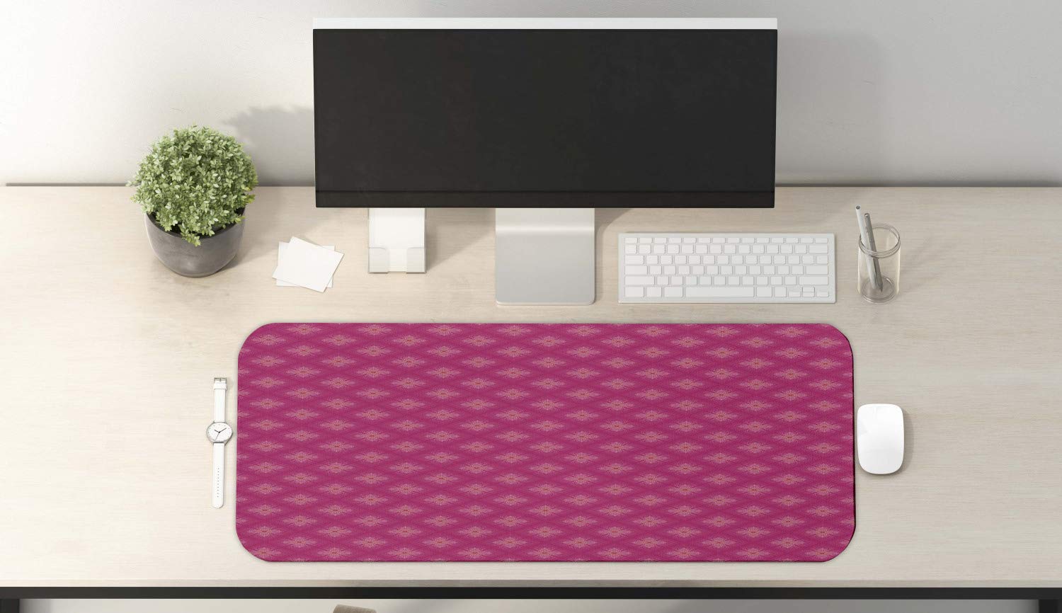 Ambesonne Antique Oriental Computer Mouse Pad - Vibrant Thai Mandala Design, Non-Slip Rubber Base, Large Gaming Size 31