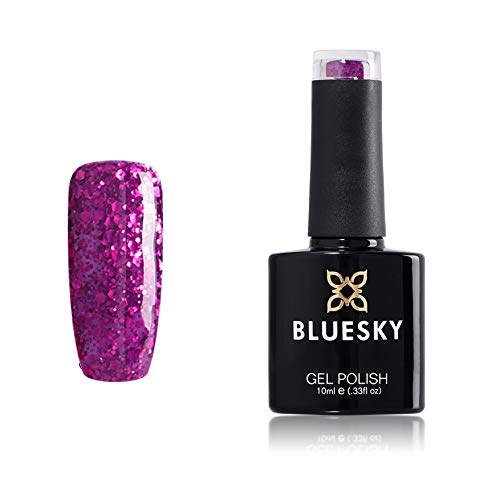 Bluesky Gel Nail Polish SECRET SANTA - Deep Pink Chunky Glitter 63901 Diamond Sparkle UV LED Soak Off 10ml (Requires LED/UV Lamp to Cure) | Long-Lasting Manicure for Christmas Parties, Date Nights & Special Occasions