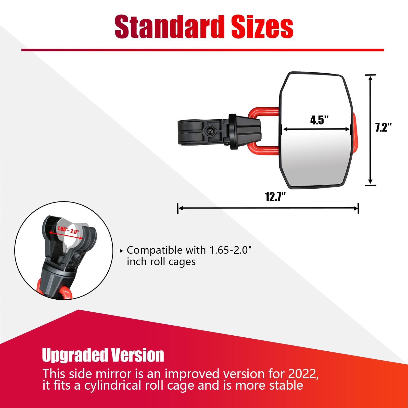 2023 New UTV Side Mirrors for 1.65