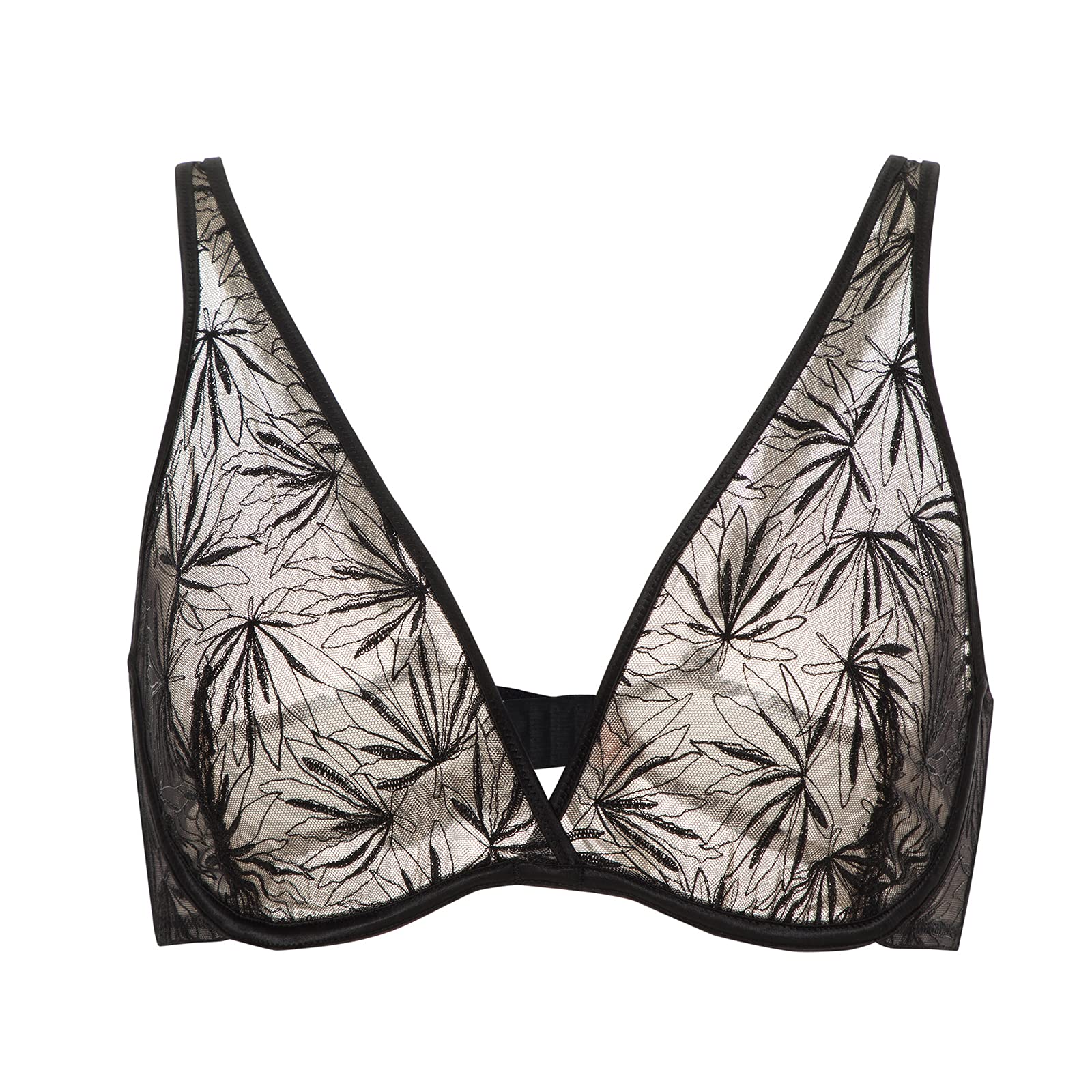 AISILIN Women's Lace Plunge Bra - Unlined Underwire Push Up Bra for Plus Size - Comfortable & Sexy Lingerie for Everyday Wear or Special Occasions