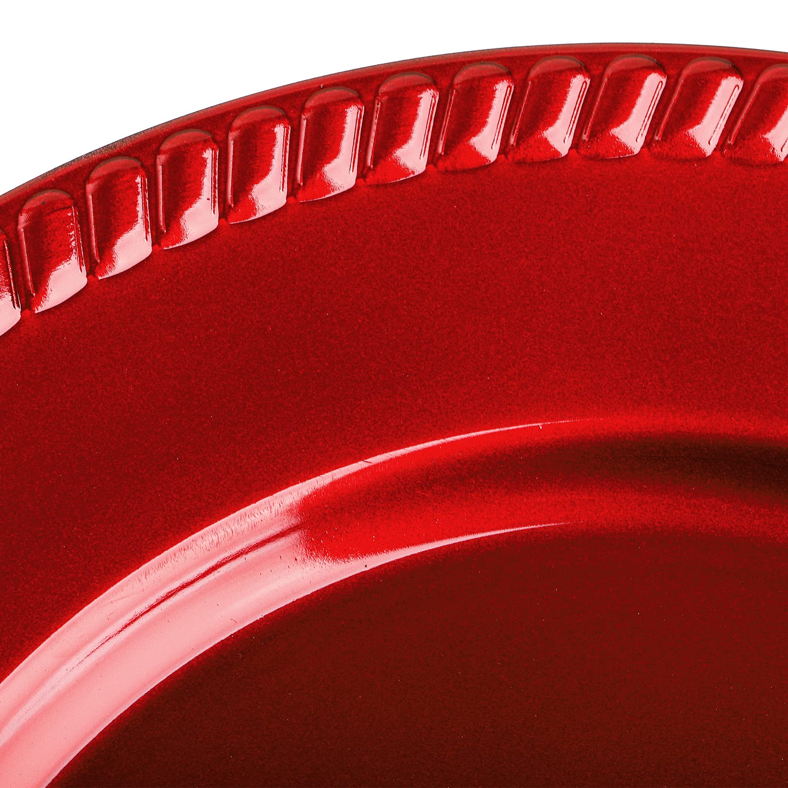 12 Pack Red Plastic Beaded Rim Charger Plates - 13 Inch Round Dinner Plates for Wedding, Party & Holiday Table Decor - Elegant Place Settings for Formal Dining & Special Occasions