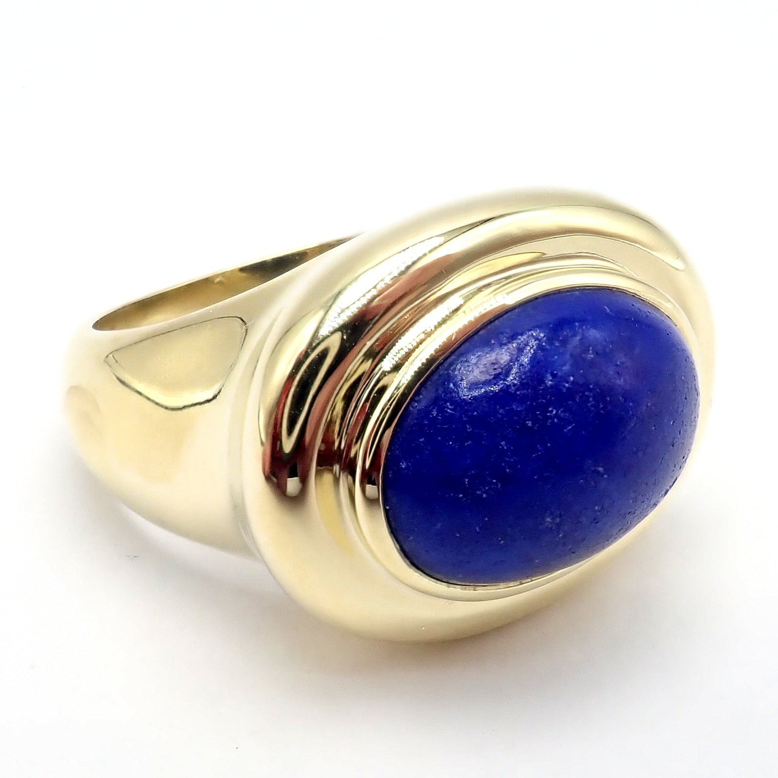 Authentic Tiffany & Co Paloma Picasso 18k Yellow Gold Large Lapis Oval Ring - Luxury Statement Jewelry for Women, Perfect for Weddings, Anniversaries & Special Occasions