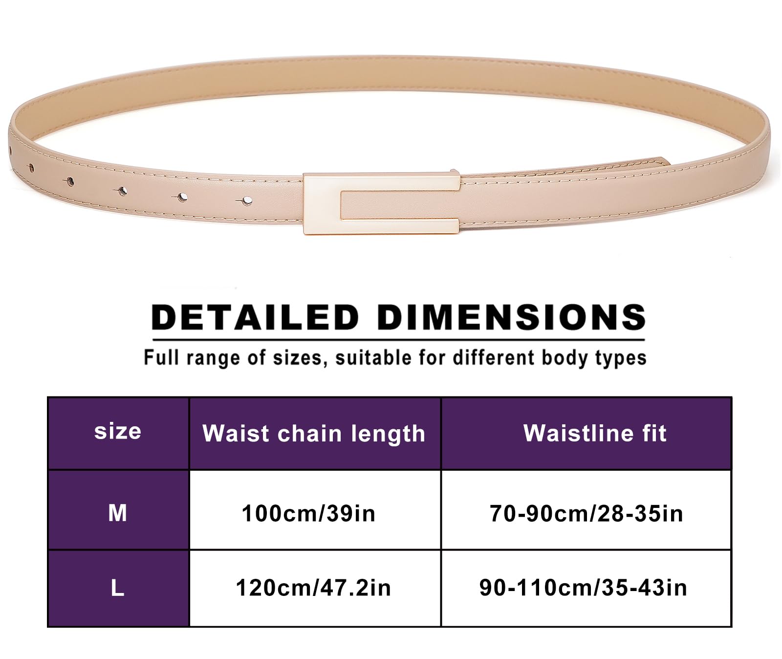 Skinny Leather Belts for Women - Thin Waist Belt with Gold Buckle for Dresses & Office Wear | Perfect for Formal Attire, Work Outfits & Special Occasions