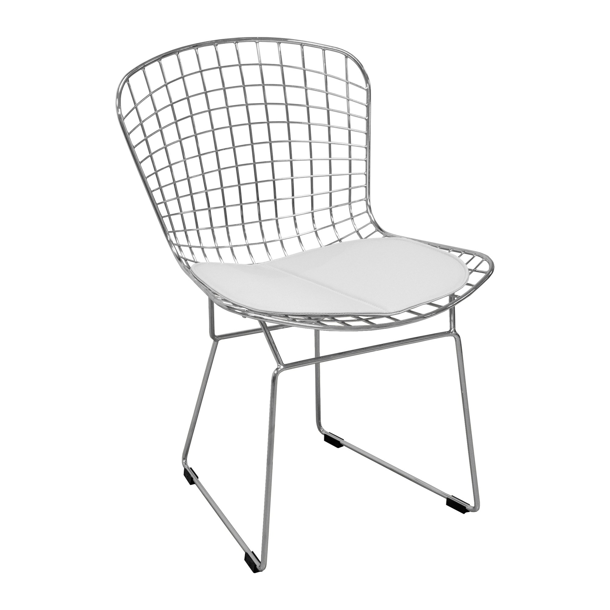 ModMade Modern Mesh Chrome Metal Dining Chair in White - Stylish & Comfortable for Kitchen, Dining Room, Office or Outdoor Use