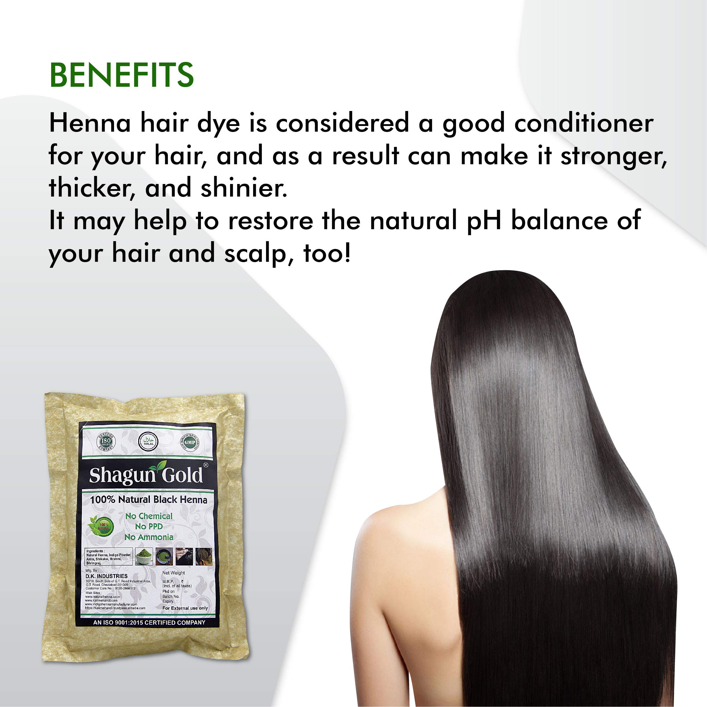 SHAGUNGOLD Black Henna Hair Dye - 100% Natural & Chemical-Free Organic Henna for Hair Coloring & Hair Care (100g Packet) - Safe for DIY Hair Color, Highlights & Gray Coverage at Home