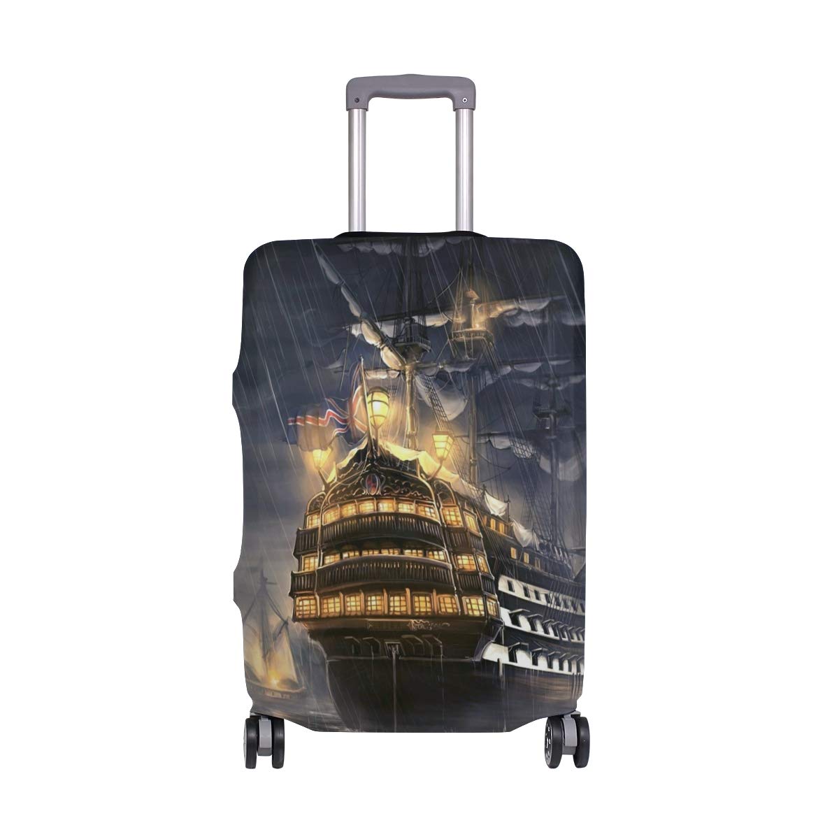 Pirates of The Caribbean Ship Artwork Travel Luggage Protector Suitcase Cover XL 29-32 Inch - Waterproof & Durable for Airplane, Cruise & Vacation Travel Accessories