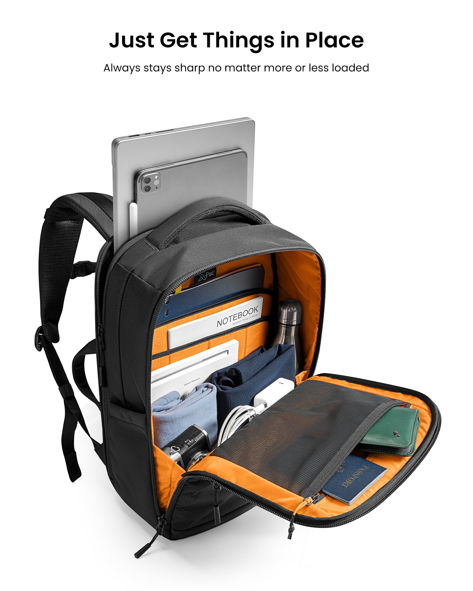 tomtoc X-Pac Techpack Business Laptop Backpack - Waterproof 16-inch MacBook Pro Case, Slim Professional Commuter Backpack for Men & Women (Black) - Perfect for Office, Travel & Urban Commuting