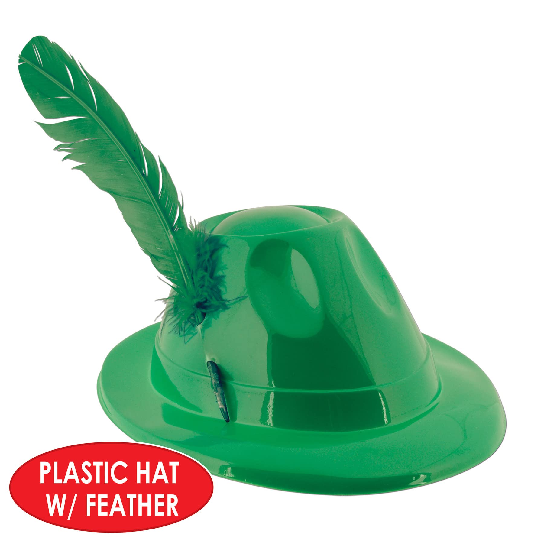 Beistle 66069-G Plastic Alpine Christmas Tree with Feather Decorations - 48 Piece Set in Green - Perfect for Holiday Parties, Home Decor & Festive Celebrations