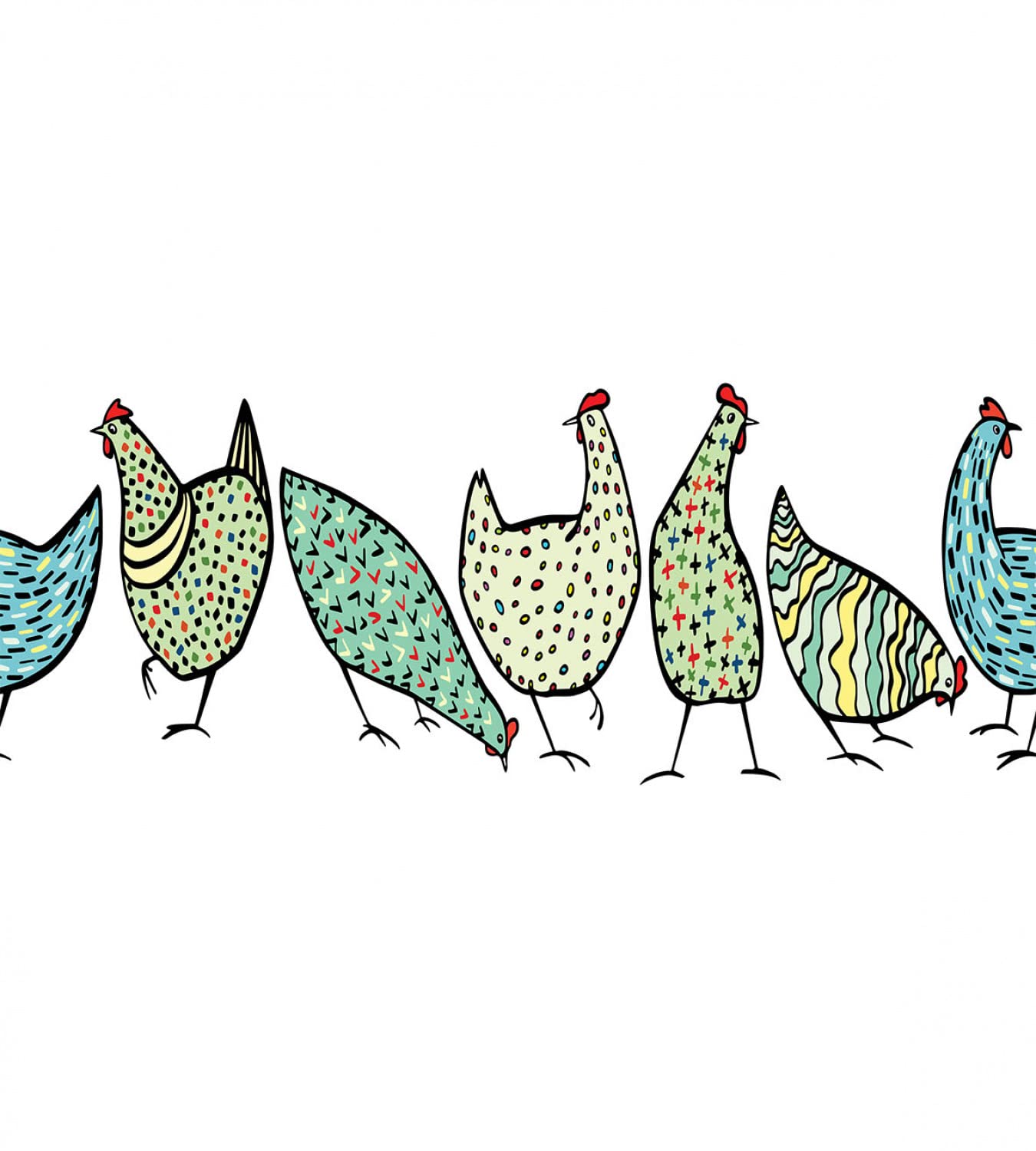 Ambesonne Chicken Duvet Cover Set - Farm Animal Geometric Poultry Print Twin Size Bedding (2 Duvet Covers + 2 Pillowcases) - Pale Green & White - Perfect for Farmhouse, Country & Rustic Bedroom Decor