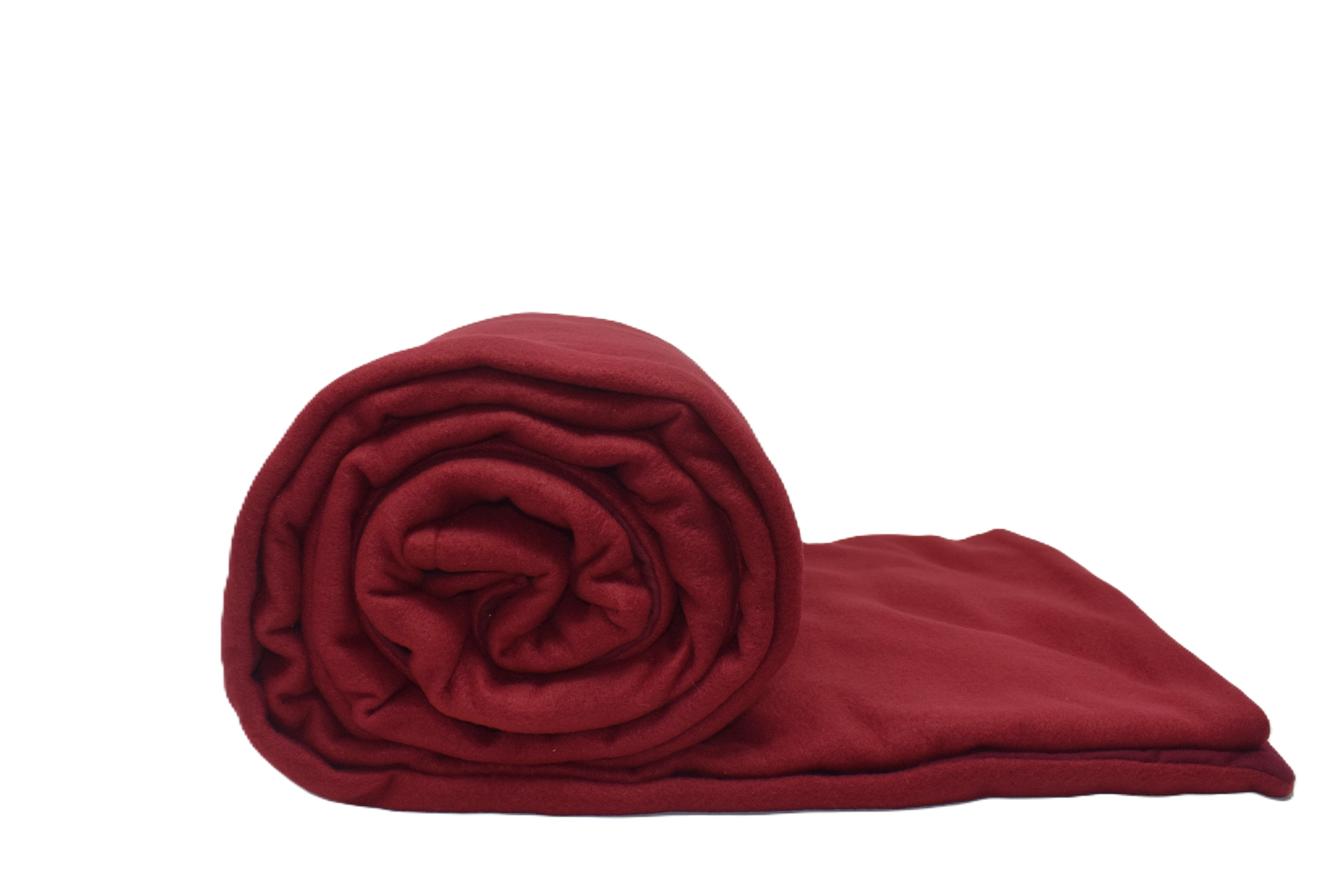 18LB Burgundy Fleece and Flannel Blanket - Ultra Soft & Warm Winter Bedding for Cozy Nights at Home or Outdoor Camping