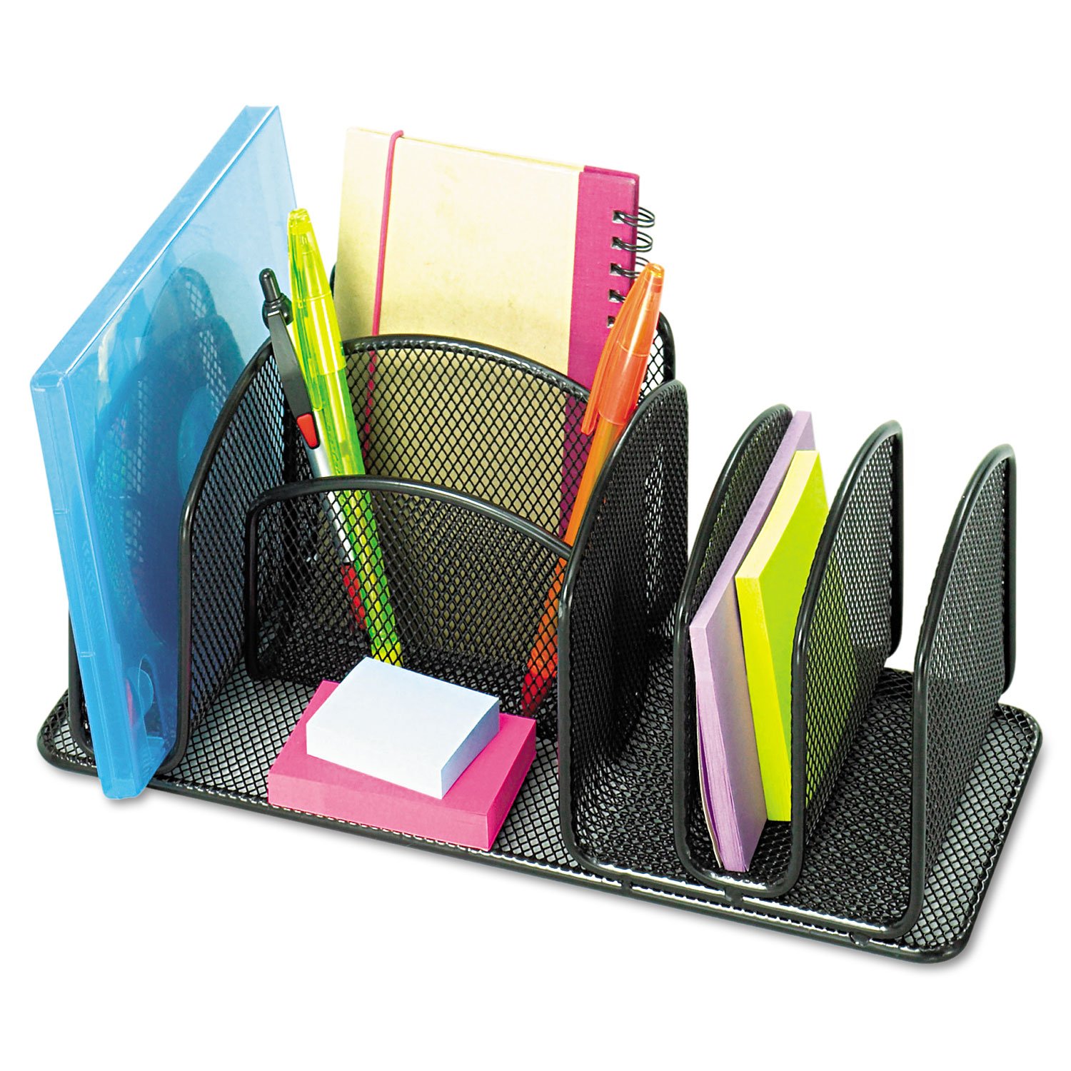 Safco Products ORGNZR Onyx DLX Black Desk Organizer - Stylish Office & Home Storage Solution for Pens, Paper Clips & Supplies