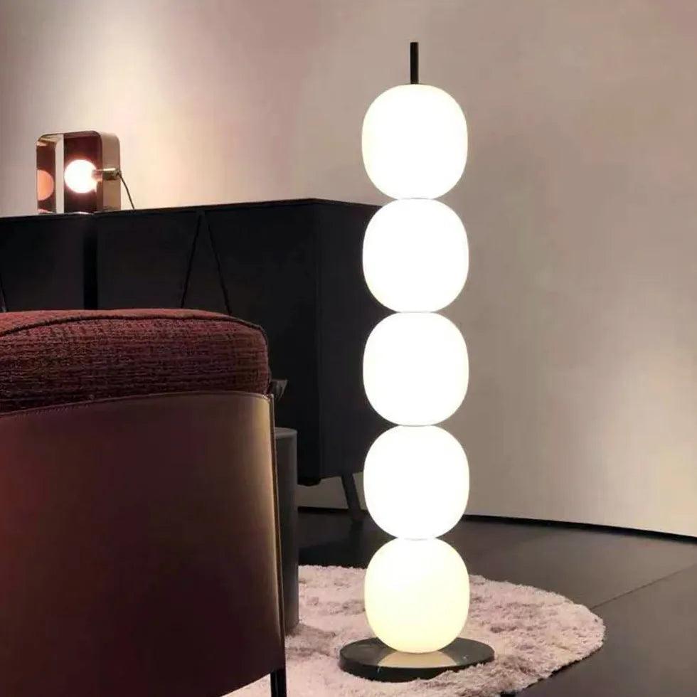Modern White Multi-Ball Stacked Floor Lamp - Stylish LED Lighting for Living Room, Bedroom & Office Decor