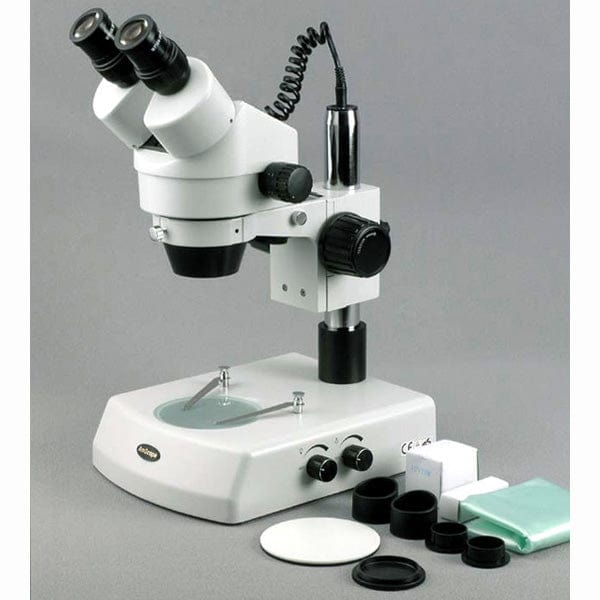 Amscope SM-2B 7X-45X Binocular Stereo Zoom Microscope with Dual Halogen Lights - Professional Lab & Hobby Use for Jewelry, Coin, PCB Inspection & Biological Samples