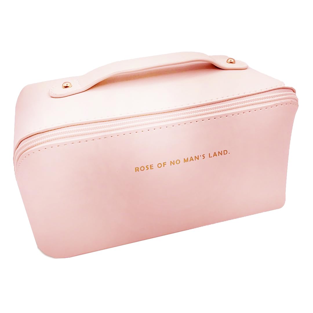 Waterproof Travel Makeup Bag for Women - Small Cosmetic Organizer Pouch with Toiletries Essentials, Pink Makeup Case for Europe Trips & Airplane Carry-On | Perfect for Gym, Beach & Weekend Getaways