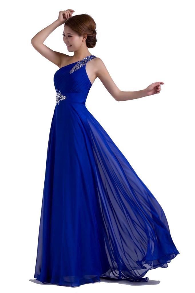 Elegant One-Shoulder Beaded Chiffon Prom Dress with Floor Length - Perfect for Homecoming, Formal Dances & Special Occasions