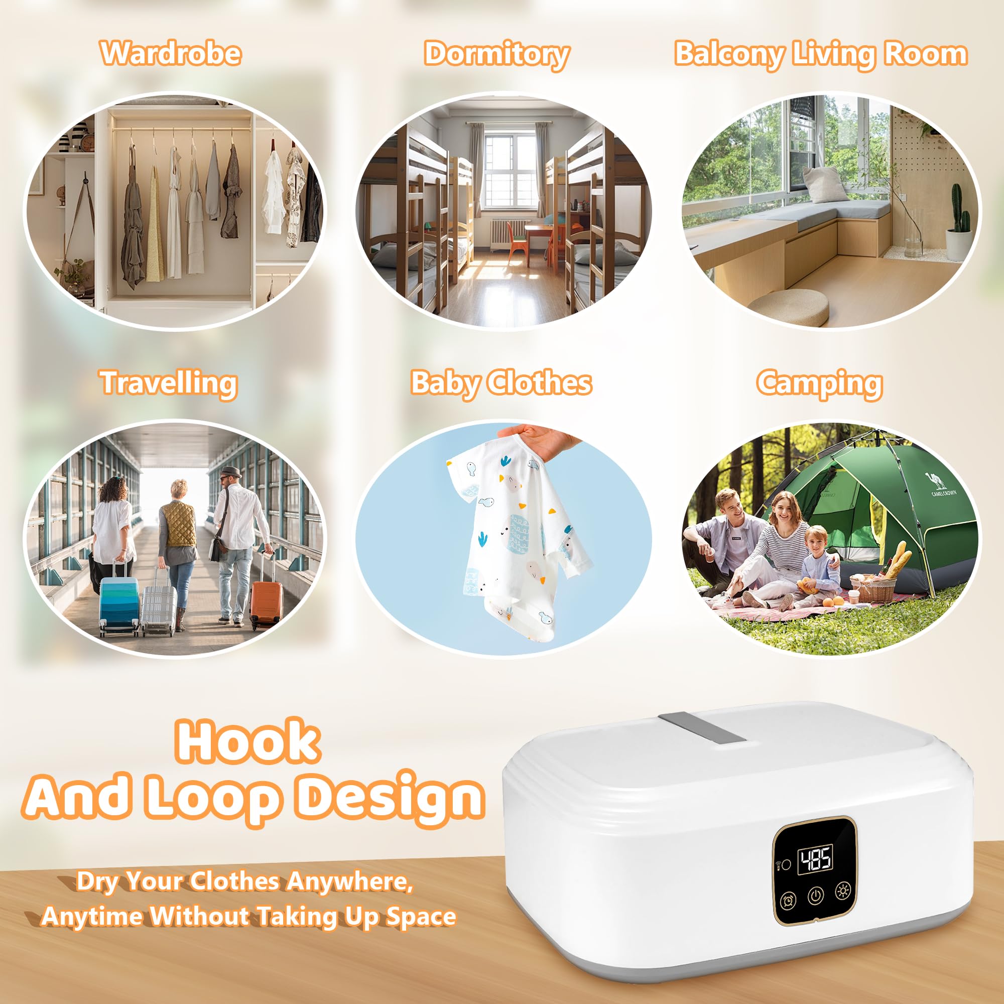Portable Clothes Dryer with Timer - Foldable Mini Dryer for Travel, Apartment, RV & Home | Fast Drying for Light Clothing, Underwear, Baby Clothes & Socks | Includes Drying Bag - Perfect for Small Spaces, Camping & Laundry Rooms