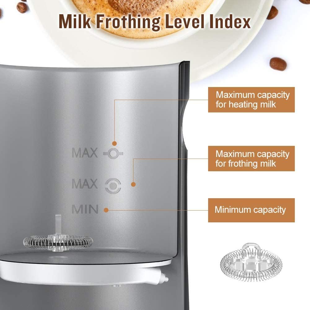 Sohapy 4-in-1 Electric Milk Frother and Warmer - Stainless Steel Automatic Hot & Cold Foam Maker for Coffee, Latte, Cappuccino, Hot Chocolate - Perfect for Home Kitchen, Office, and Coffee Shops (White)