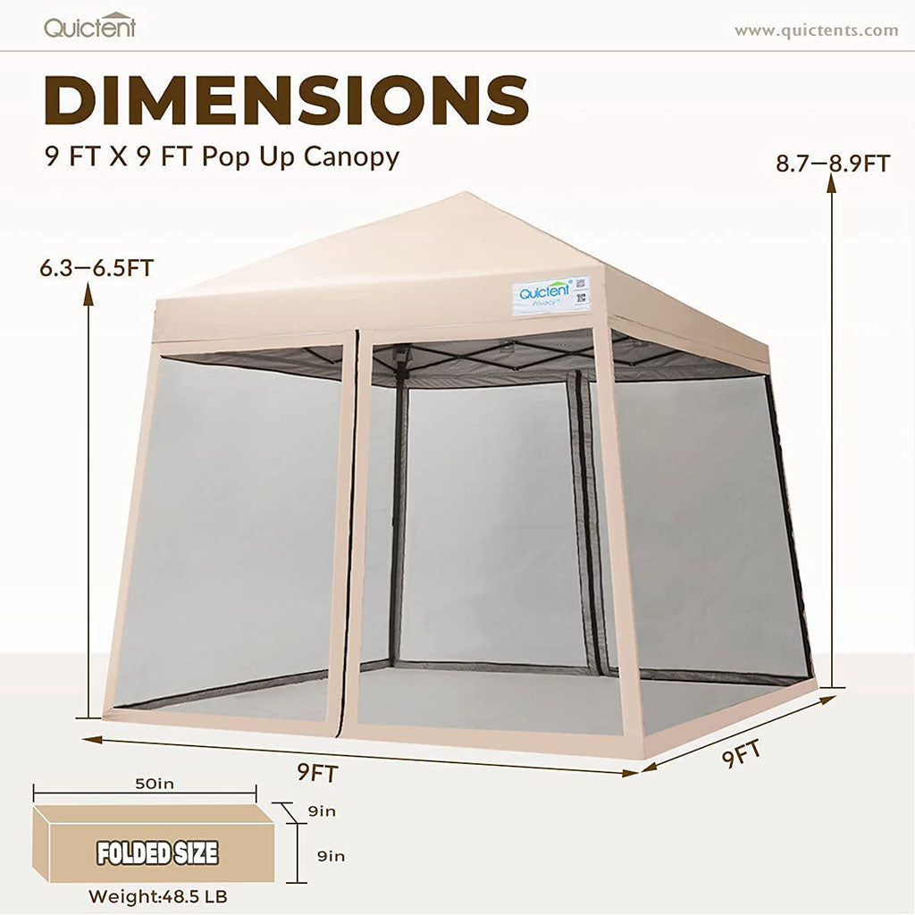 9' x 9' Pop Up Canopy Tent with Netting - Instant Shade Shelter for Outdoor Events, Camping, Beach & Backyard Parties - Waterproof & UV Protection