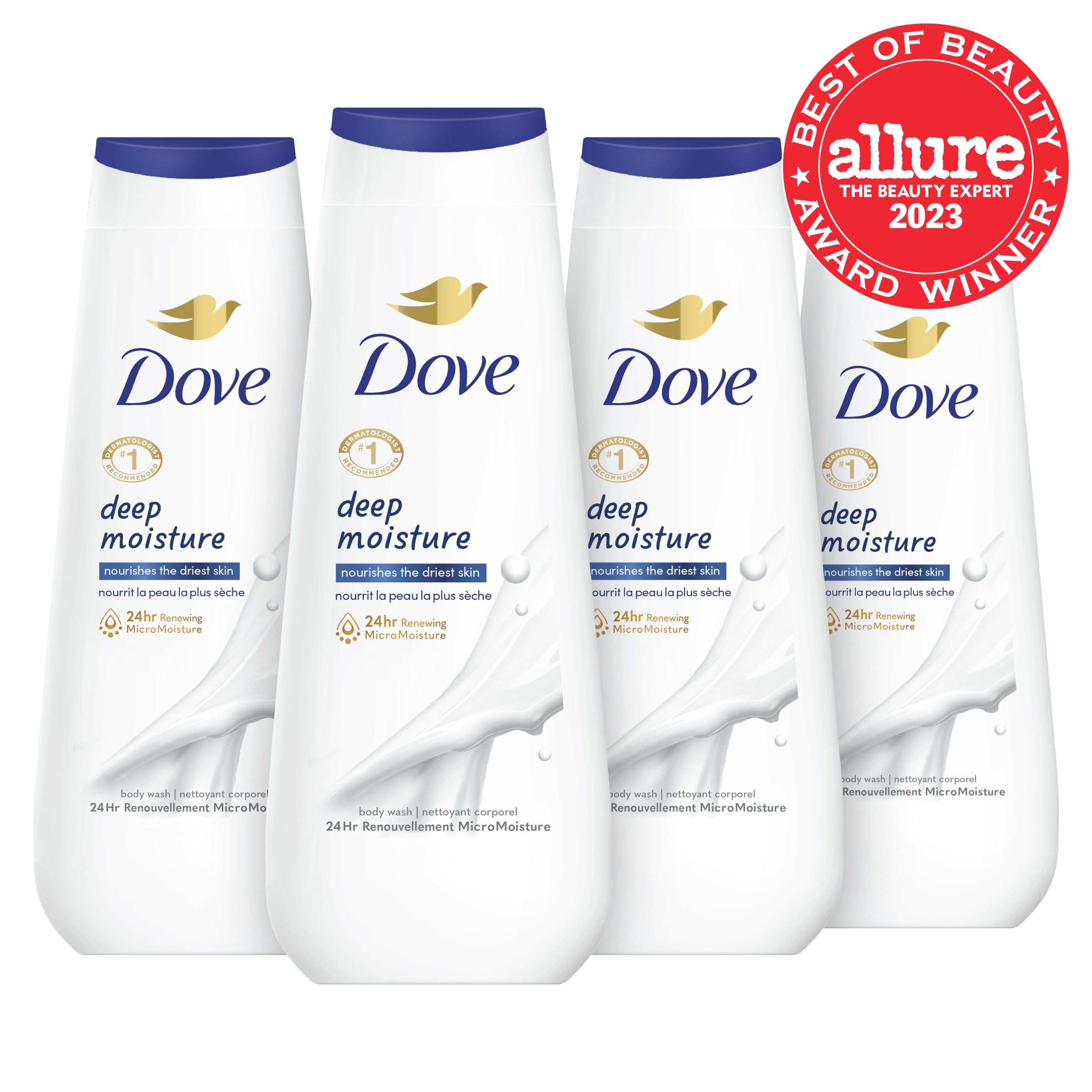 Dove Instant Foaming Body Wash with Shea Butter & Warm Vanilla - Pack of 4 | Deep Moisture Body Wash for Dry Skin - Hydrating & Moisturizing Skin Cleanser | Perfect for Shower, Bath & Daily Skincare Routine