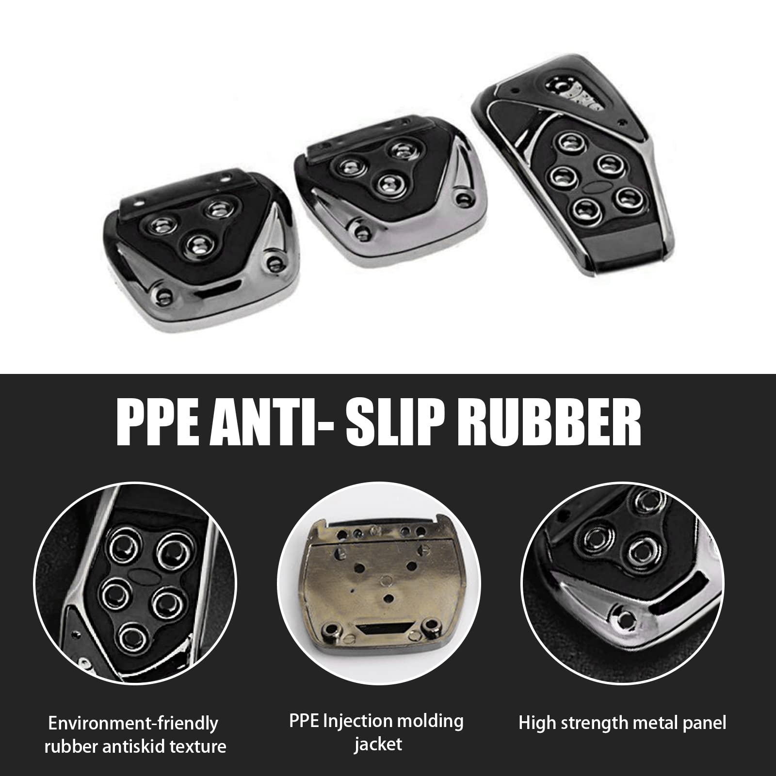 3 PCS Universal Non-Slip Racing Pedal Covers Set - Accelerator, Brake & Clutch Pedal Pads for Sport Cars - Black Car Interior Accessories Replacement - Perfect for Racing, Daily Driving & Car Upgrades