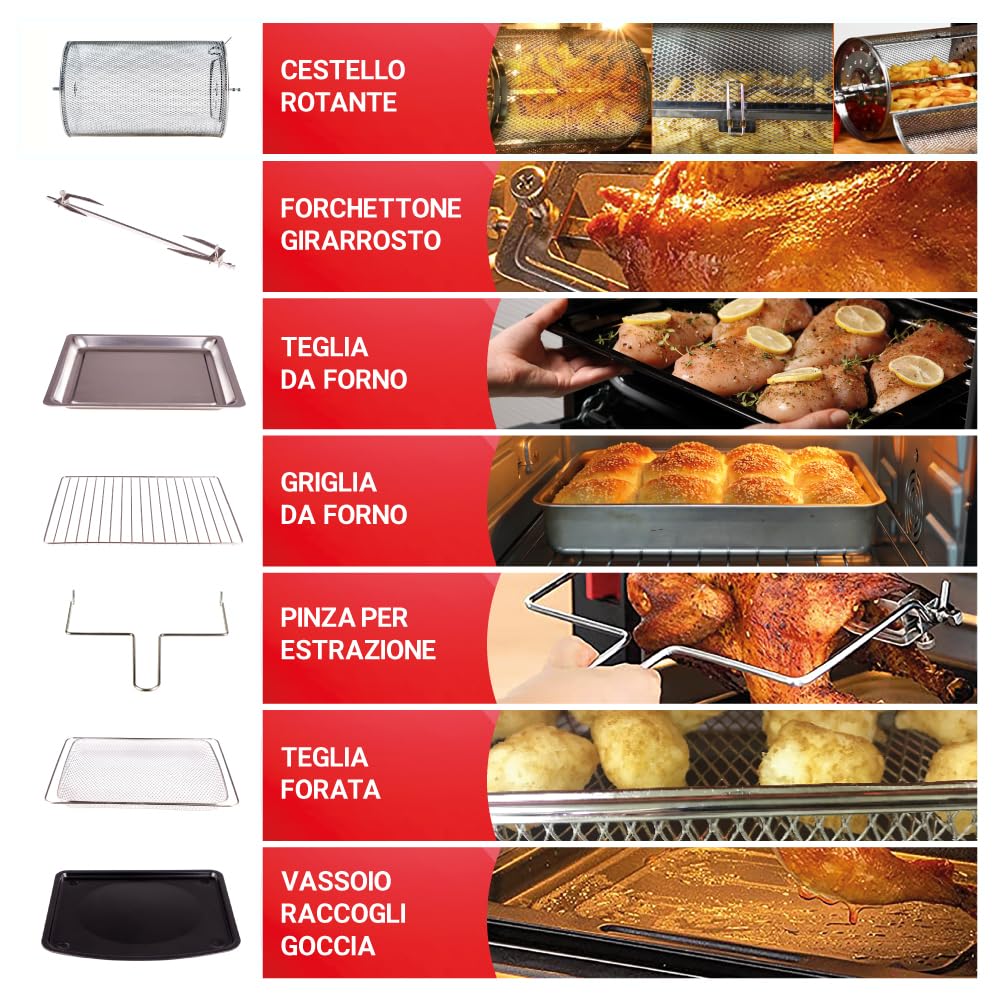 **30L XXL Digital Air Fryer with Rapid Heating System, 18 Cooking Presets, Adjustable Timer & Temperature - 1800W - Perfect for Healthy Frying, Baking, Roasting & Reheating**