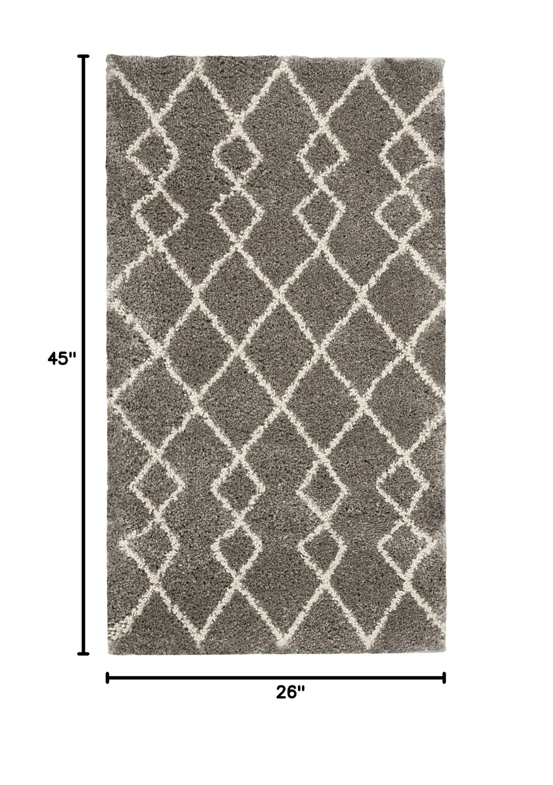 Nourison Geometric Shag Moroccan Silver 2'2