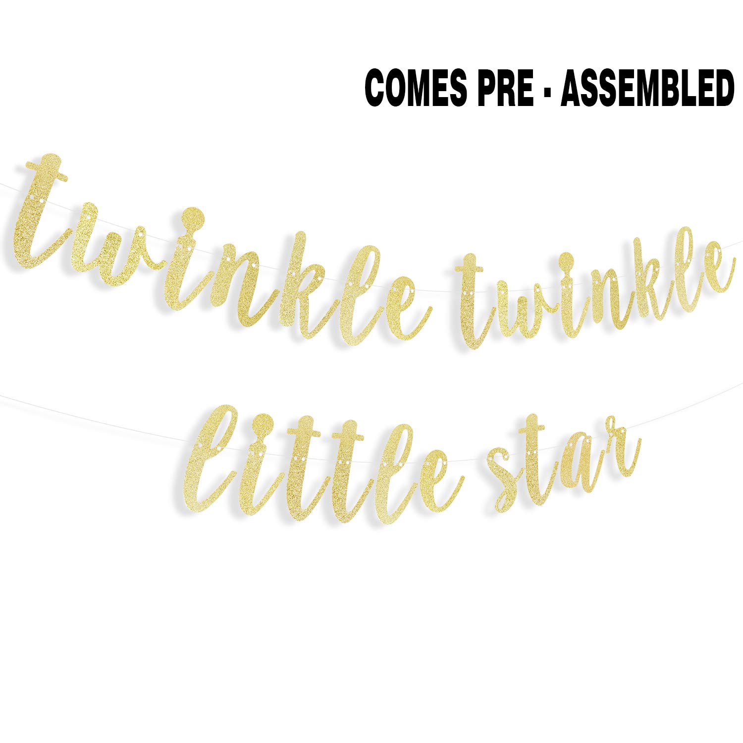 LINGTEER Twinkle Twinkle Little Star Gold Glitter Bunting Banner - Baby Shower Decorations, First Birthday Party Supplies, Nursery Wall Decor, Gender Reveal & Newborn Celebration Backdrop