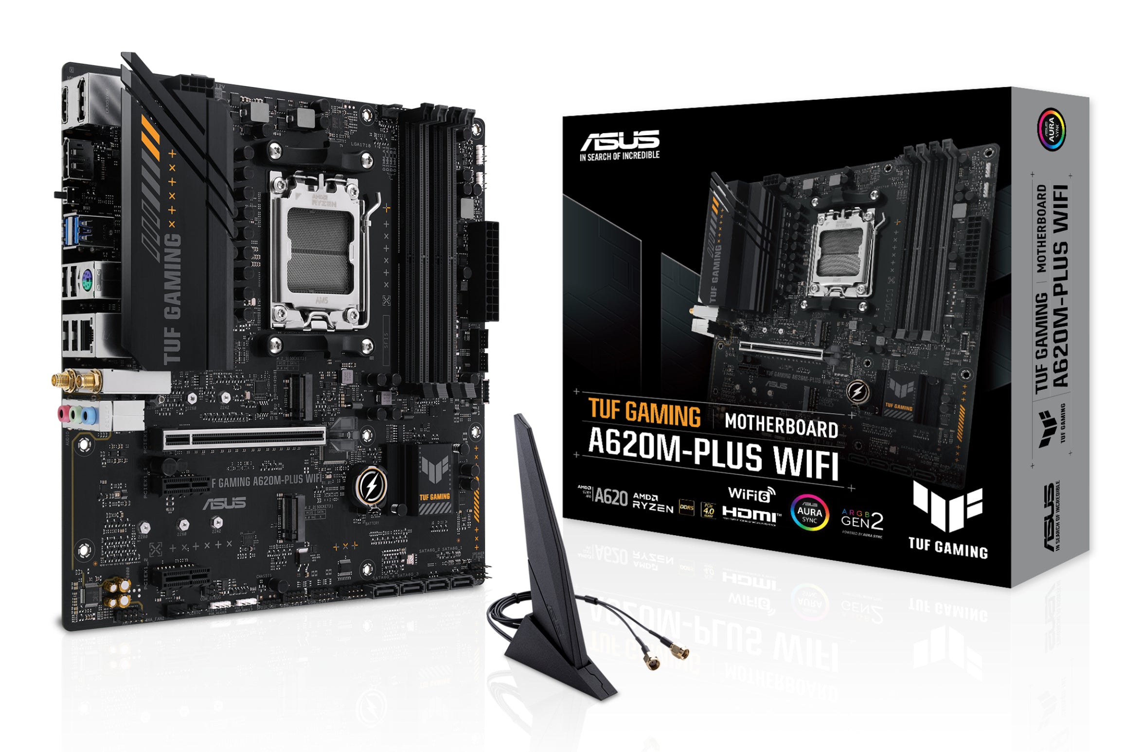 ASUS TUF Gaming A620M Plus WiFi AM5 AMD A620 Motherboard - High Performance Gaming PC Build for Streaming & Esports
