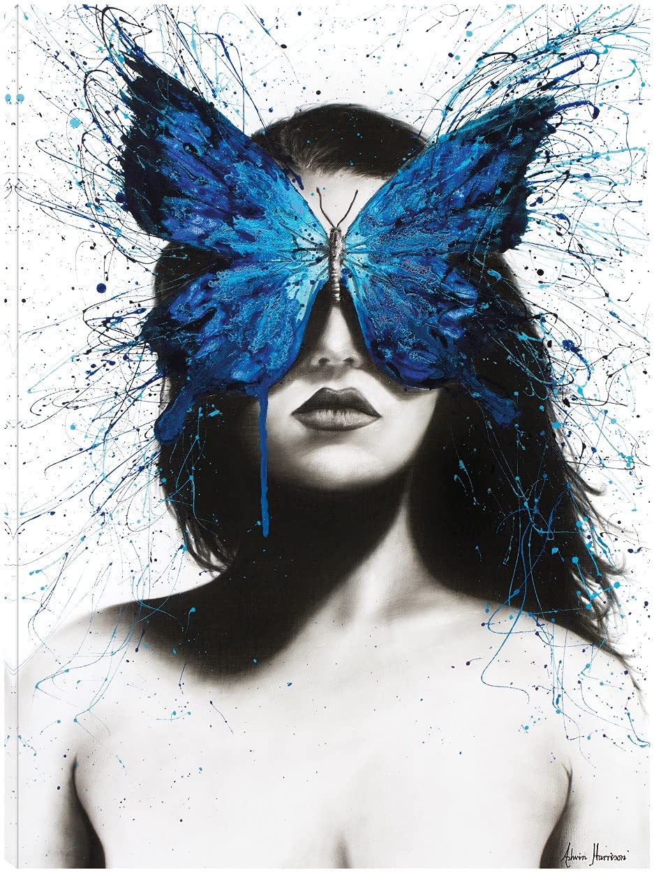 Ashvin Harrison Butterfly Mind Fine Art Canvas - 32x43 Inch Ready to Hang Wall Decor for Living Room, Bedroom, Office & More - Modern Abstract Painting for Home & Commercial Spaces