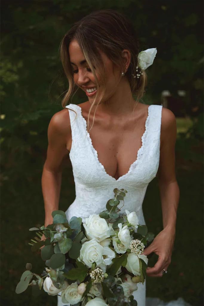 Elegant Lace Appliques Tulle A-Line Wedding Dress for Bride | BOLENSYE Bridal Gown for Women | Perfect for Church Ceremony, Beach Wedding & Formal Reception