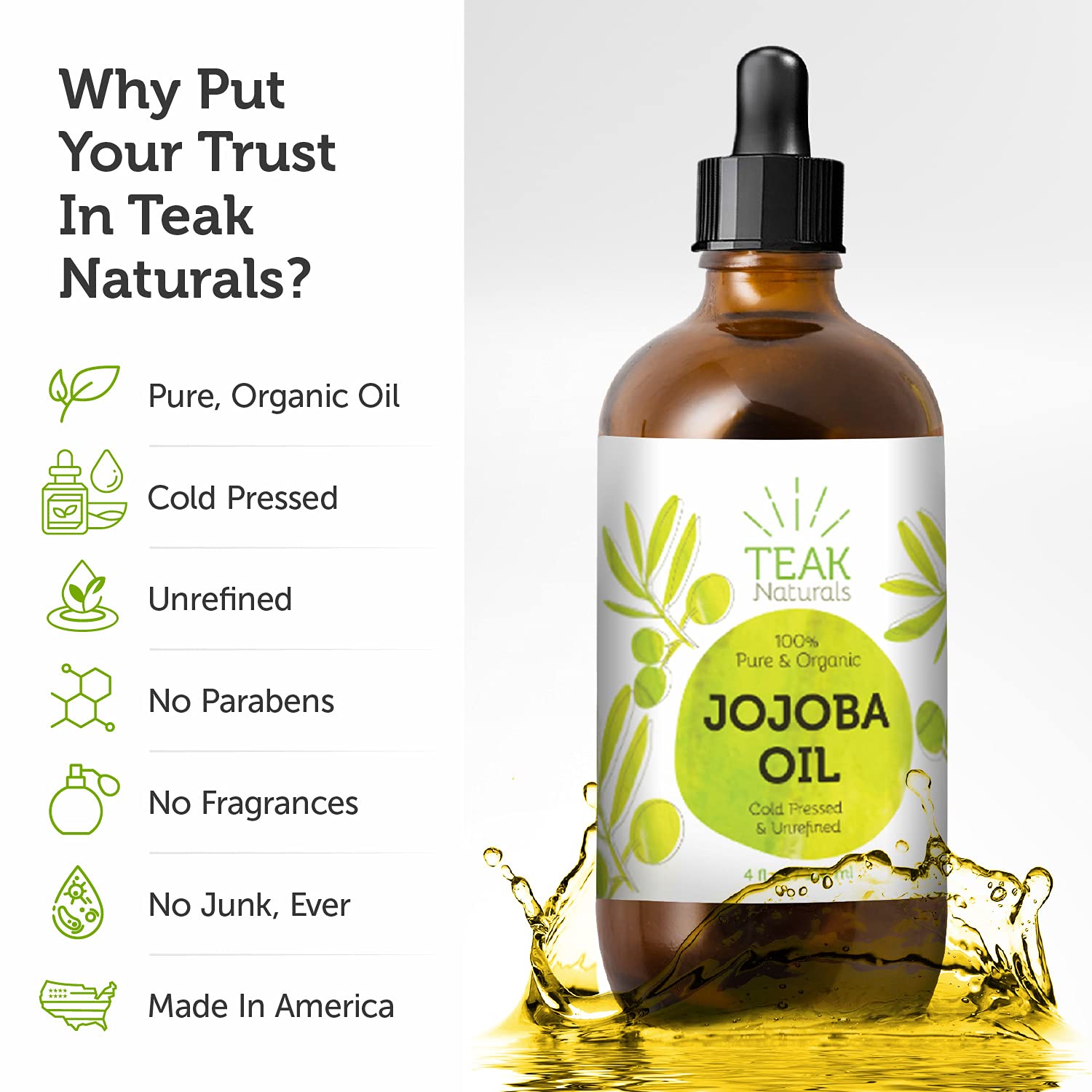 Organic Cold Pressed Jojoba Oil - 100% Pure & Unrefined Moisturizer for Skin, Hair & Nails - 4oz Natural Hydrating Treatment for Face, Body & Cuticles - Perfect for DIY Beauty & Massage Therapy