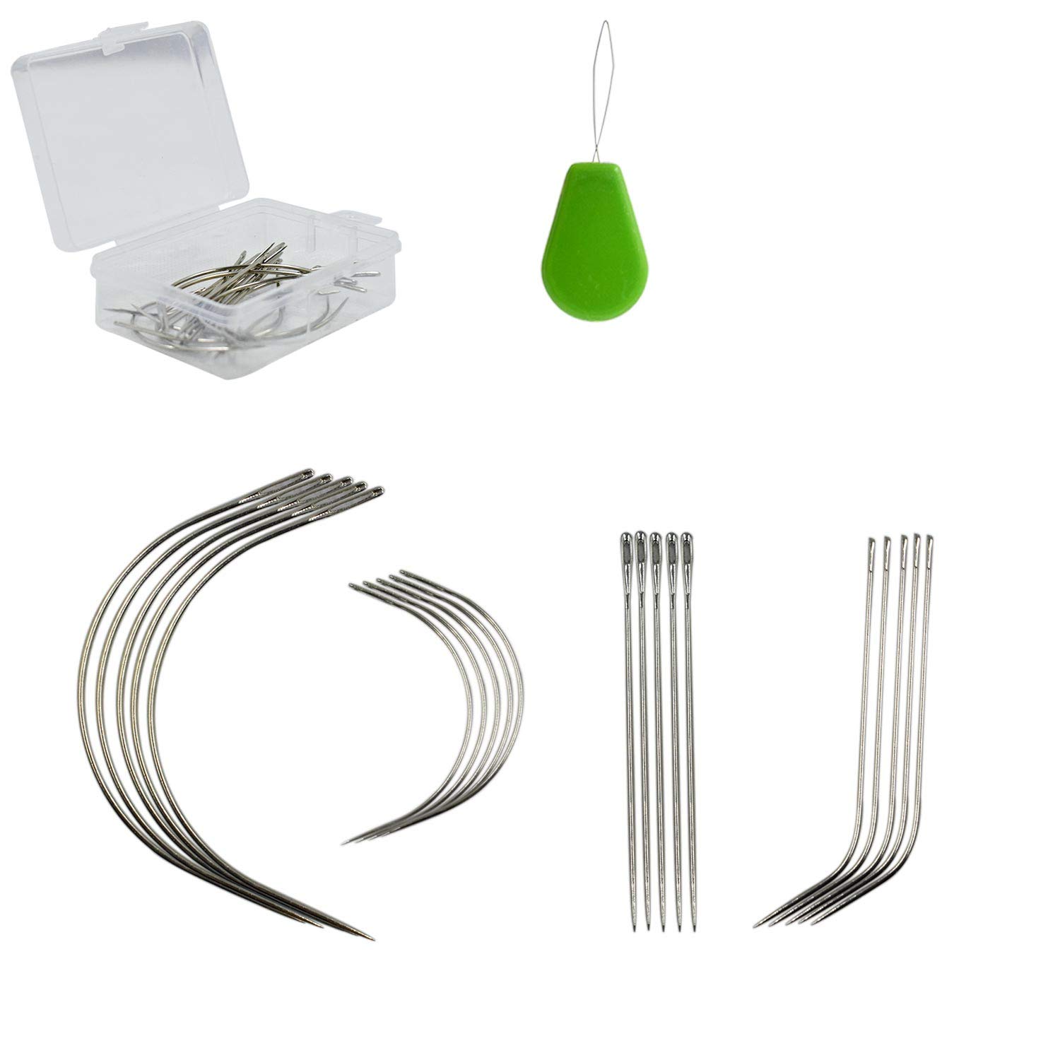 20-Piece J I C Curved Needles Set - Professional Hand Sewing Needles for Wig Making, Hair Weave, Leather Repair, Canvas & Upholstery - Perfect for DIY Crafts, Shoe Repair, Carpet Mending & Sofa Cloth Projects