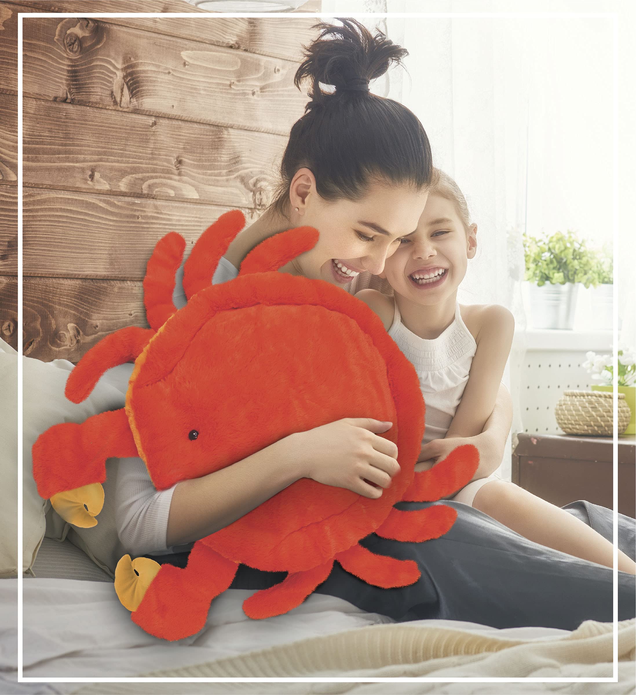 DolliBu 30 Inch Super Soft Red Crab Plush Stuffed Animal Pillow - Jumbo Hugging Toy for Kids & Toddlers, Cozy Nap Buddy & Floor Cushion - Perfect for Bedtime, Playtime & Nursery Decor