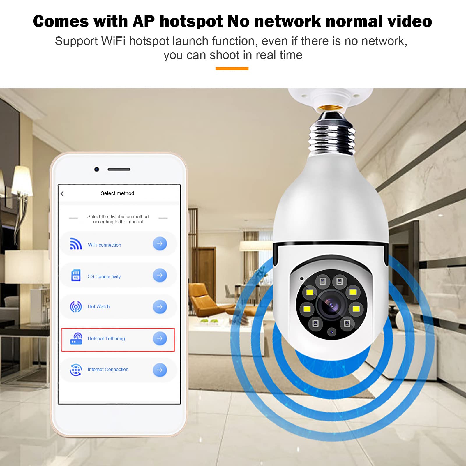 **TTSAM E27 Smart Light Bulb Security Camera - 1080P Full HD WiFi Wireless Indoor/Outdoor Camera with Night Vision & Remote Access - Perfect for Home, Office, and Garage Surveillance**