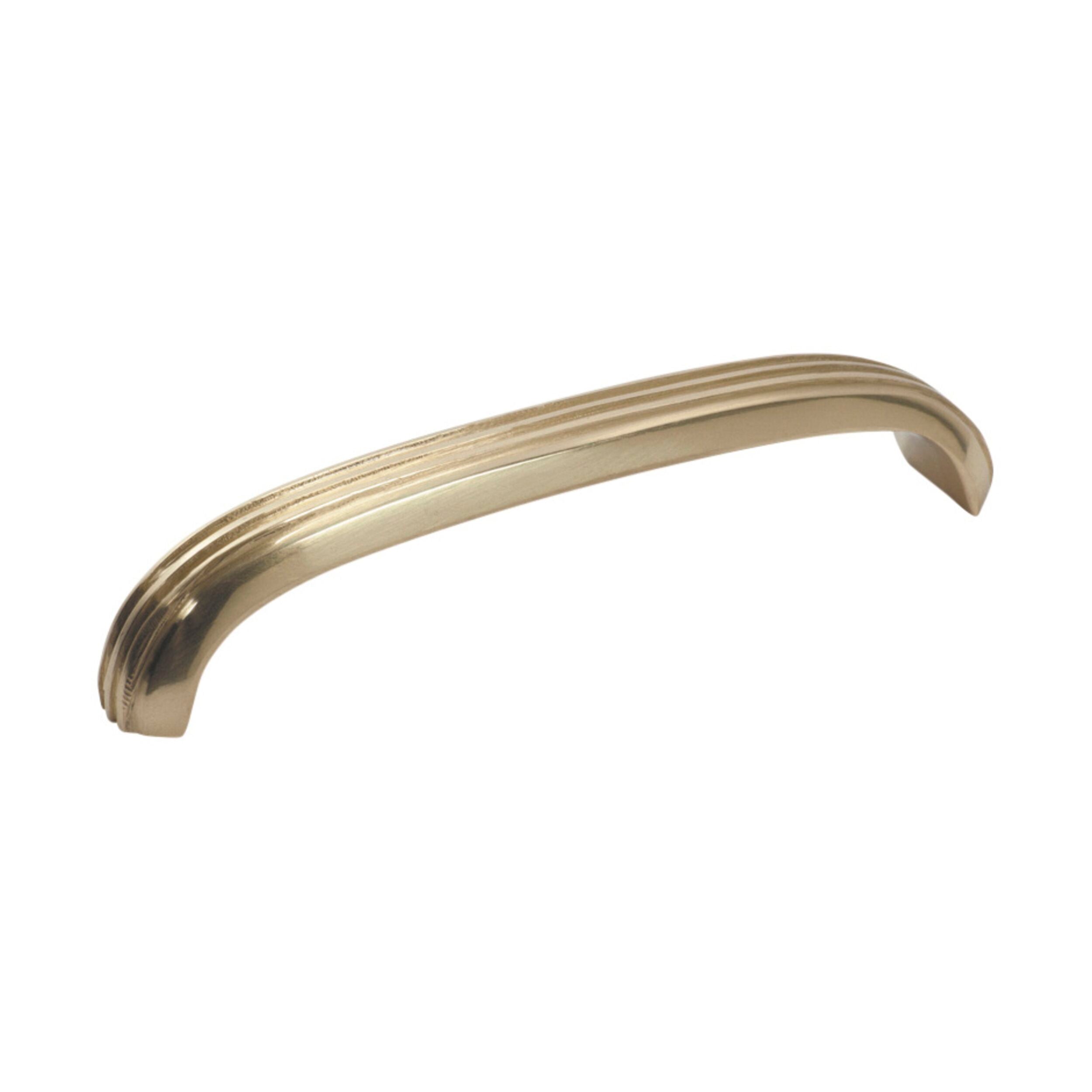 3444 Large Polished Brass Cabinet Pull Handle - Curved Deco Design 125x20x25mm - Perfect for Kitchen Cabinets, Dressers & Furniture Hardware