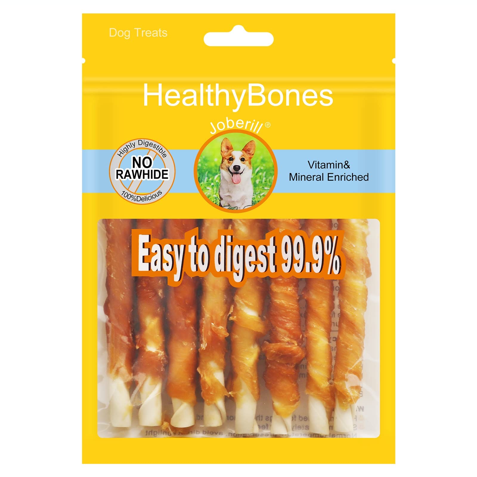 HealthyBones Natural Chicken Breast Wrapped Dog Treats for Carolina Dogs & Medium Hound Breeds - 9 Count, High-Protein Training Snacks for Active Dogs