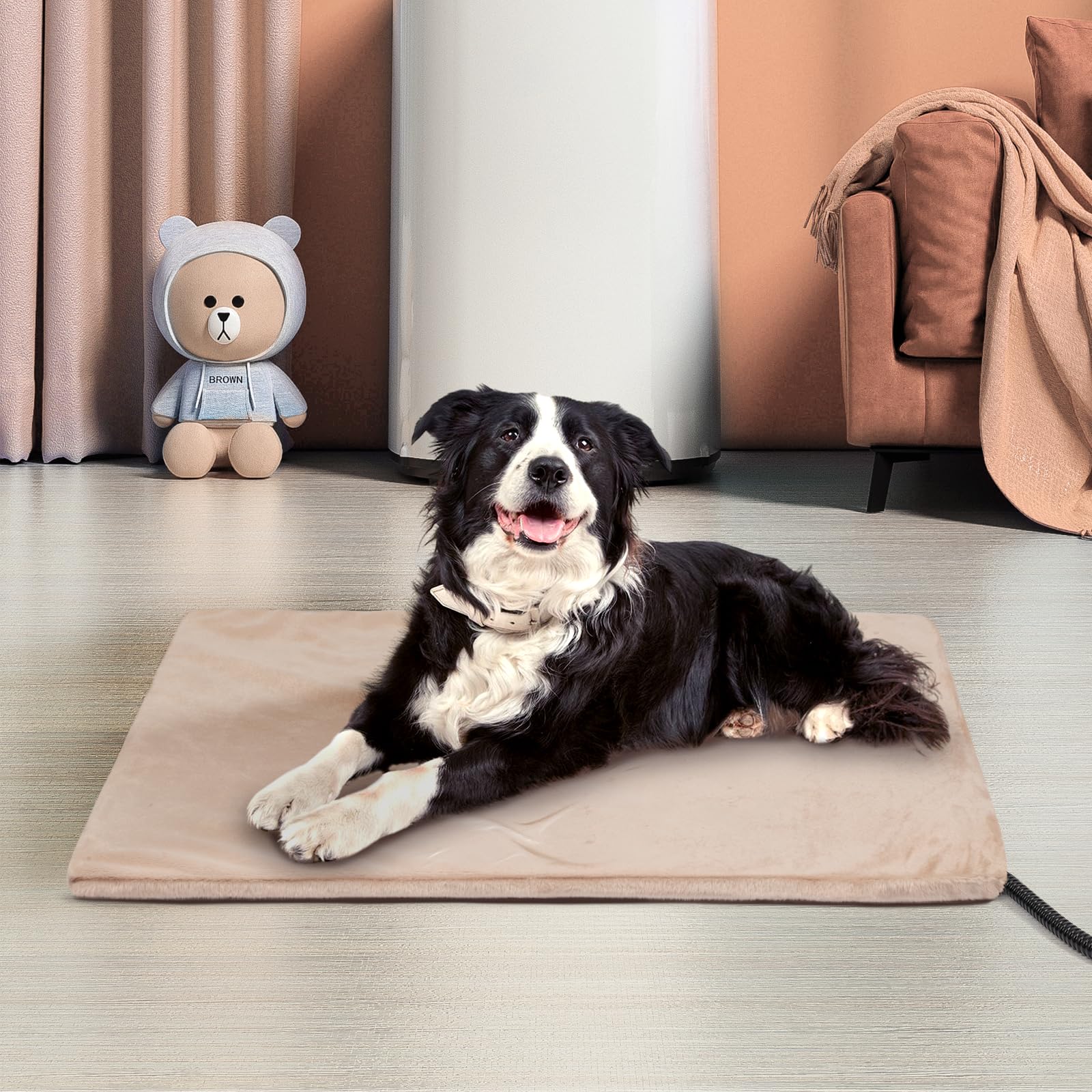 Niubya Electric Heating Pad for Dogs and Cats - Adjustable Temperature Waterproof Pet Heated Mat with Timer, Chew-Resistant Cord & Soft Washable Cover - Perfect for Winter Warmth, Arthritis Relief, and Indoor/Outdoor Pet Comfort