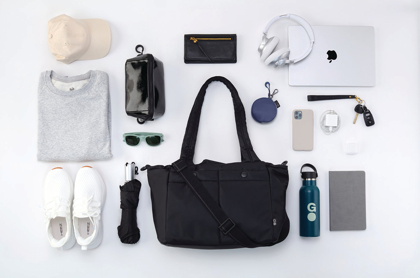 Eco-Friendly ALL IN ONE Tote Bag - Waterproof Recycled Nylon (CaRefiber) - Jet Black - Perfect for Work, Travel & Gym Essentials