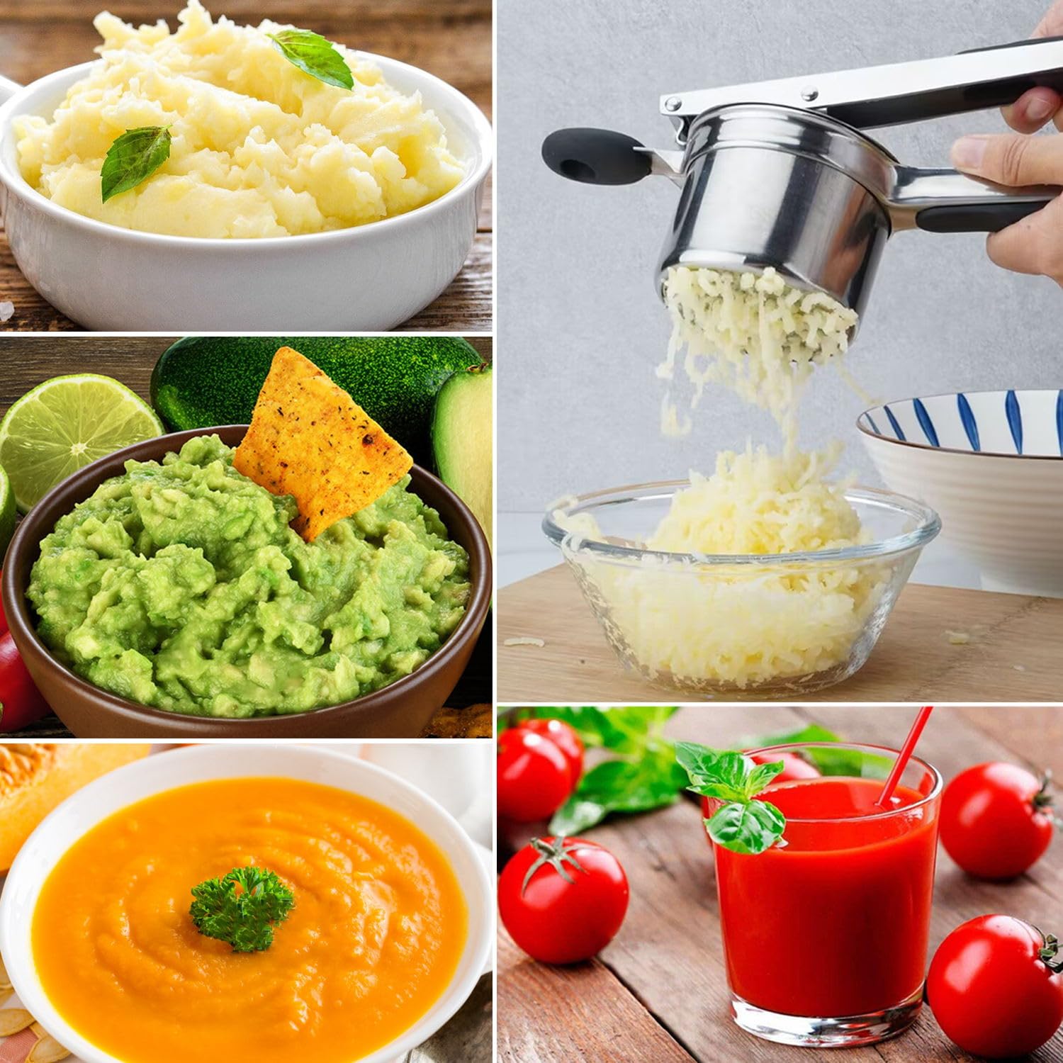 Premium AIDOIT 15oz Stainless Steel Potato Ricer & Masher - Heavy Duty with 3 Interchangeable Discs for Smooth Mashed Potatoes, Baby Food & Fruit Press - Perfect for Kitchens, Restaurants & Meal Prep