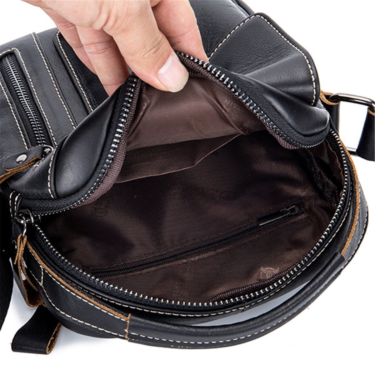 Genuine Leather Men's Small Shoulder Bag - Retro Lightweight Crossbody Satchel for Business, Casual, Sport, Hiking & Travel - Perfect for Everyday Use, Commuting and Outdoor Adventures