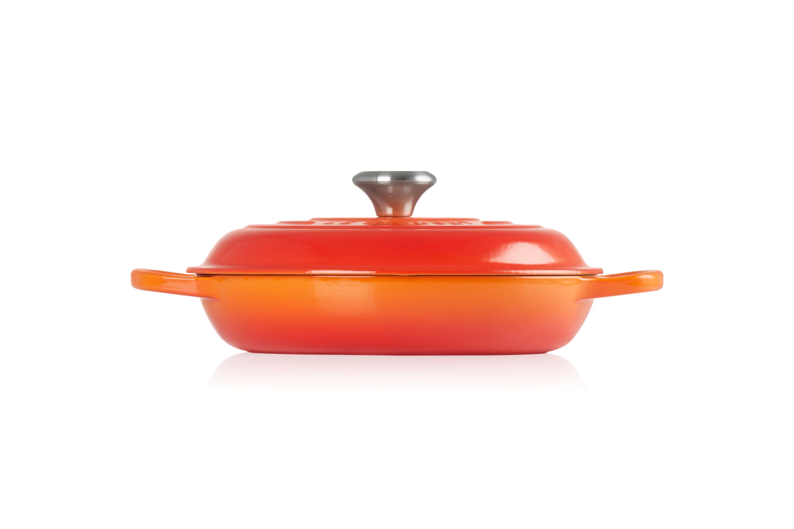 Le Creuset Enameled Cast Iron Signature Braiser 2.25 Quart - Flame Orange Dutch Oven for Braising, Roasting & Baking - Perfect for Stovetop, Oven & Table Serving