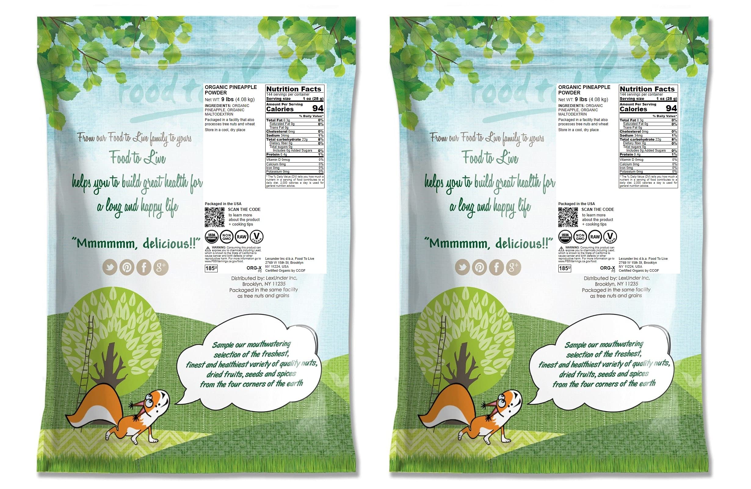 Organic Pineapple Powder 18 lbs - Non-GMO, Vegan, Unsulfured, Bulk Dried Fruit Powder - Perfect for Baking, Juicing, Smoothies & Healthy Snacks